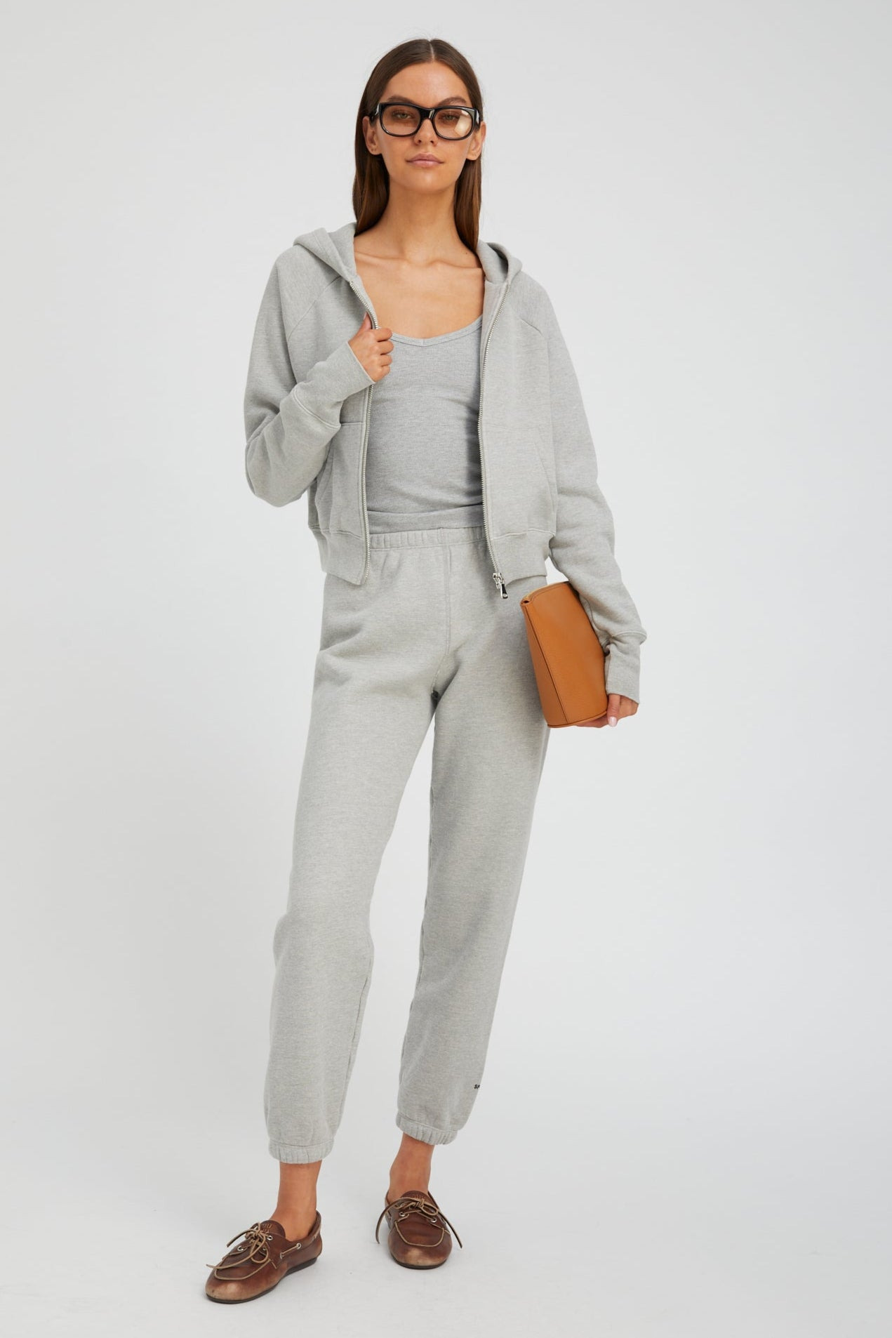 HEATHER GREY COTTON MINI LOGO SWEATPANTS - 2