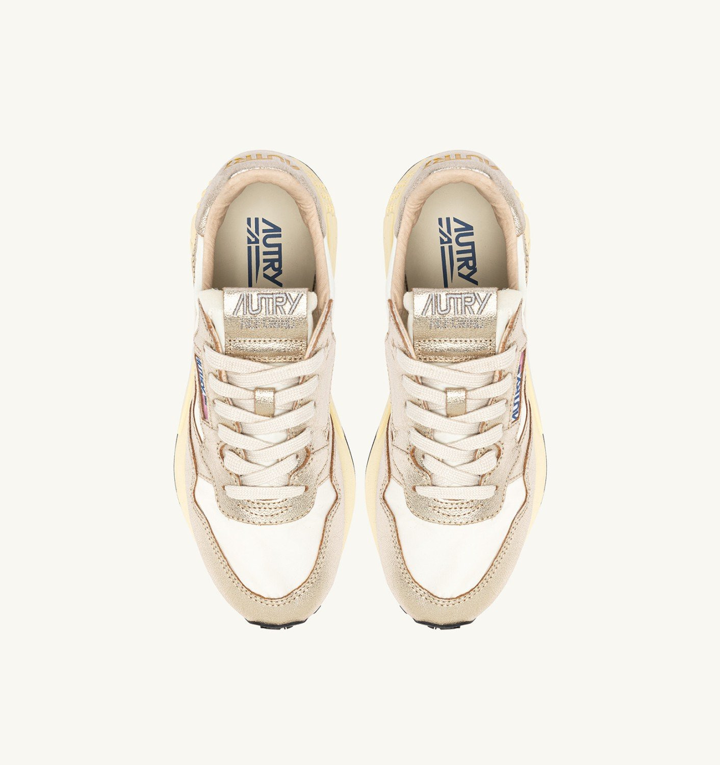REELWIND LOW SNEAKERS IN WHITE NYLON AND GOLD TONE METALIZED LEATHER - 5