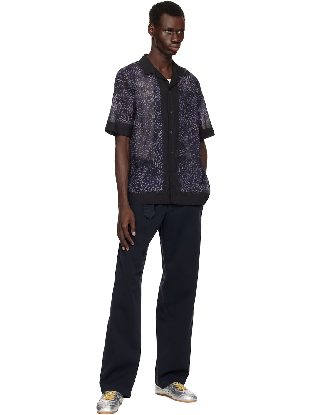 Navy Boxy Cotton Shirt - 4