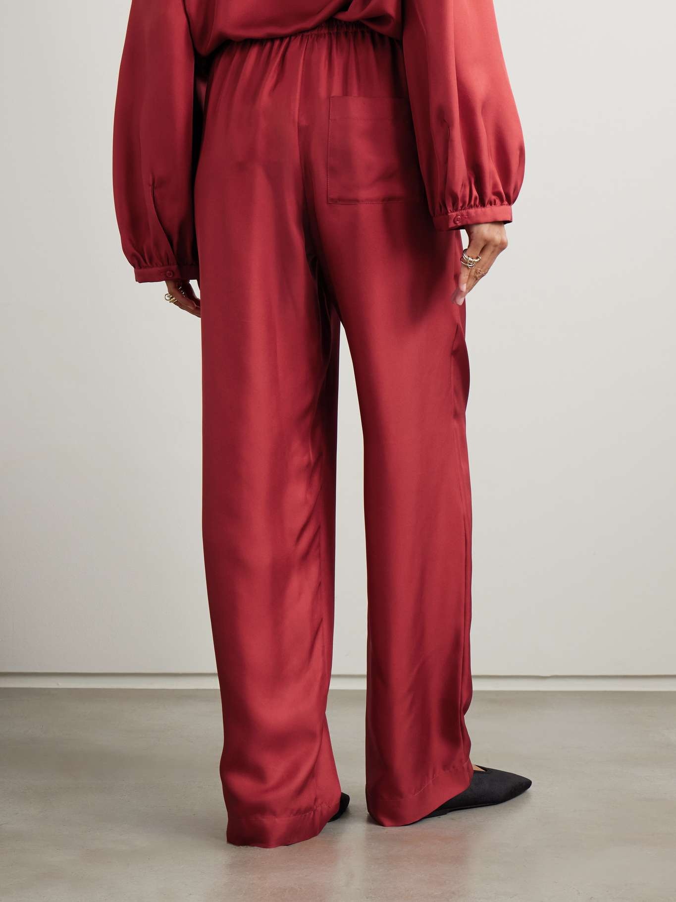 Alera silk-twill wide-leg pants Red - 3