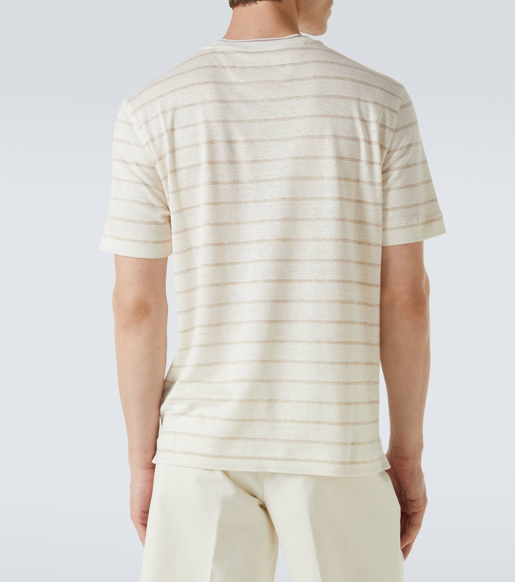 Striped linen-blend T-shirt - 4