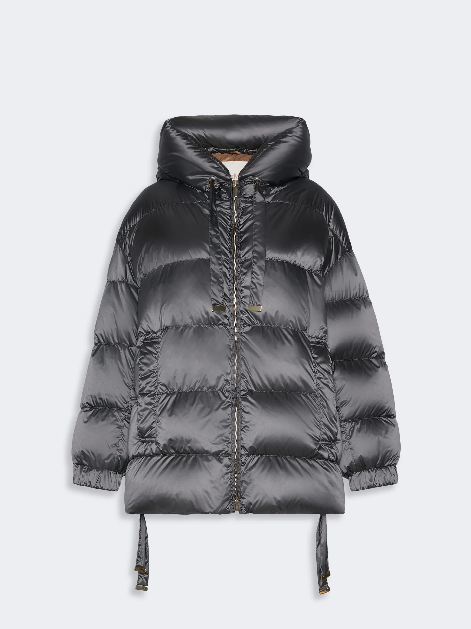 ARIETE Roomy hooded puffer jacket in water-repellent plain-weave fabric - MEDIUM GREY - 1