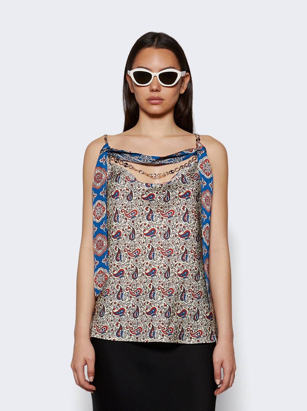 Satin Tank Top Paisley Bandana Print - 2