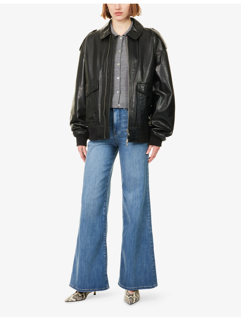 GOOD AMERICAN Good Waist High-Rise Palazzo Stretch-Denim Jeans outlook