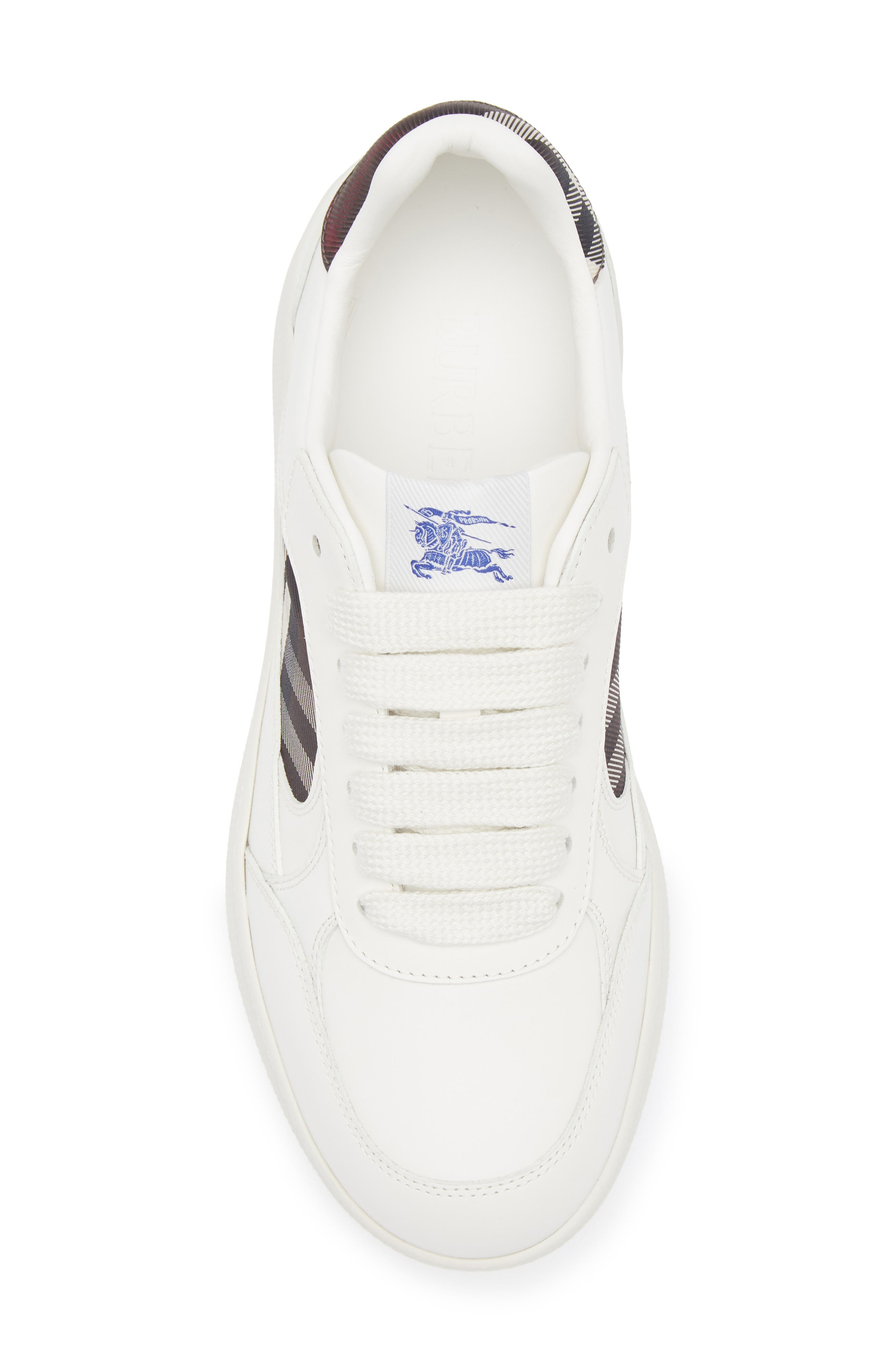 burberry Terrace Mix Check Leather & Canvas Sneaker in Cotton/Mahogany at Nordstrom - 5