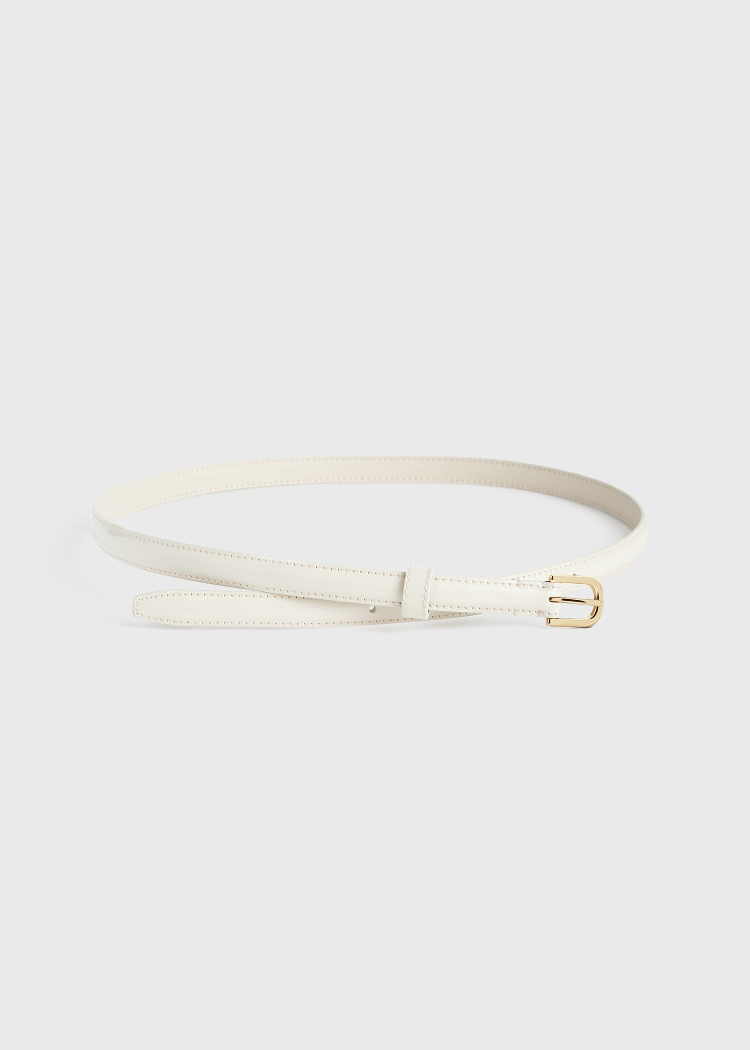 Thin patent-leather trouser belt bleached sand - 4