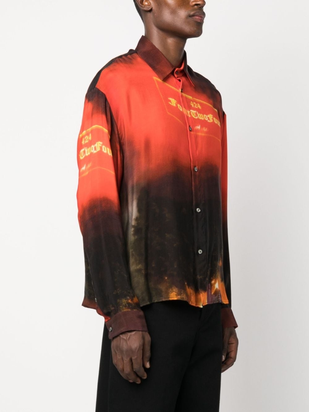 graphic-print button-up shirt - 3