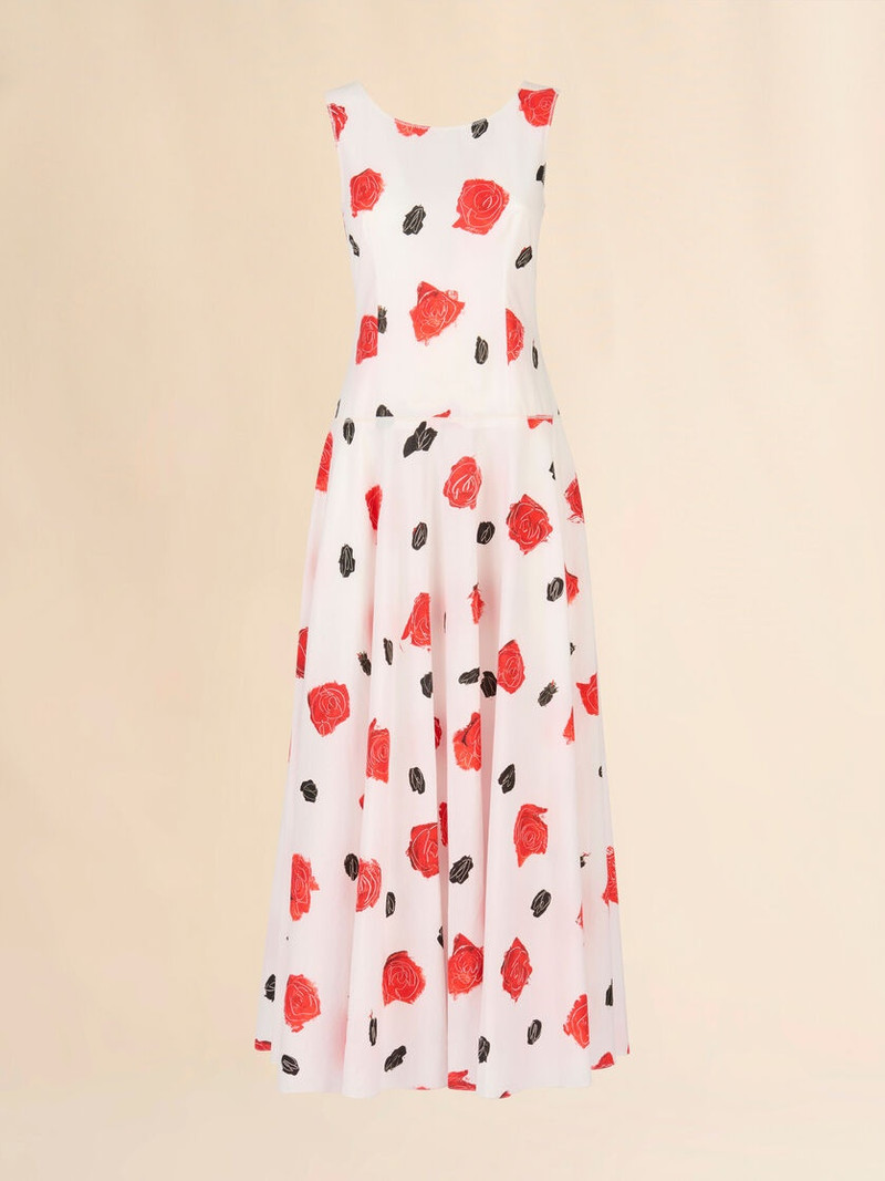 WHITE POPLIN BUSTIER DRESS WITH IRIS PRINT 1