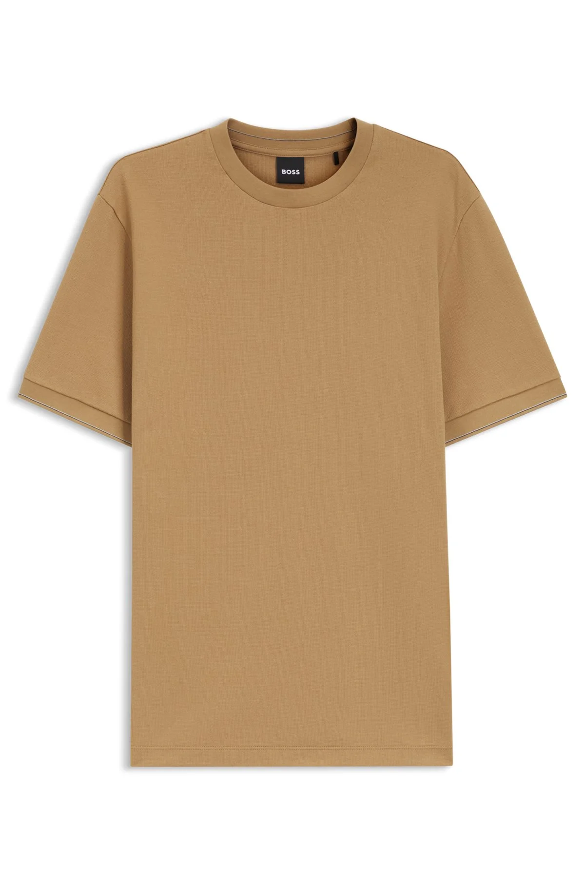 STRUCTURED COTTON T-SHIRT WITH CUFF STRIPES - 1