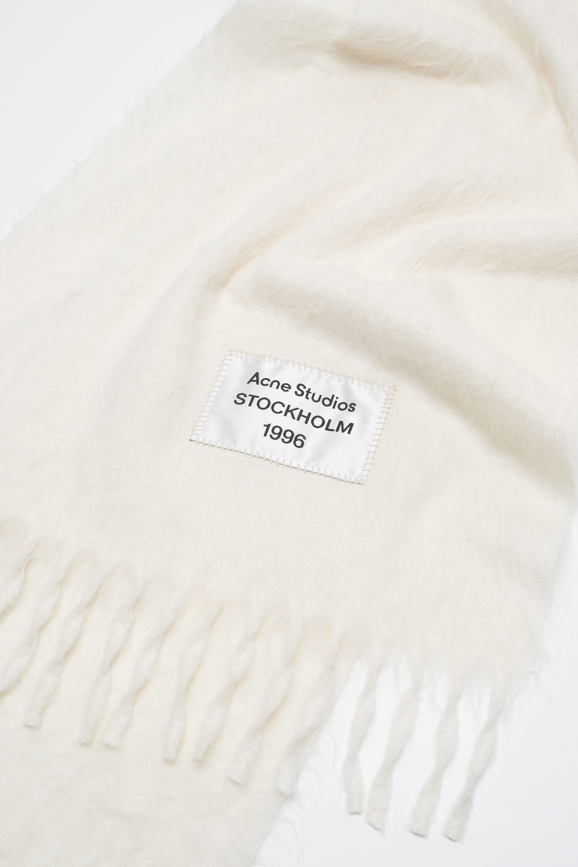 Fringe alpaca scarf - White - 4