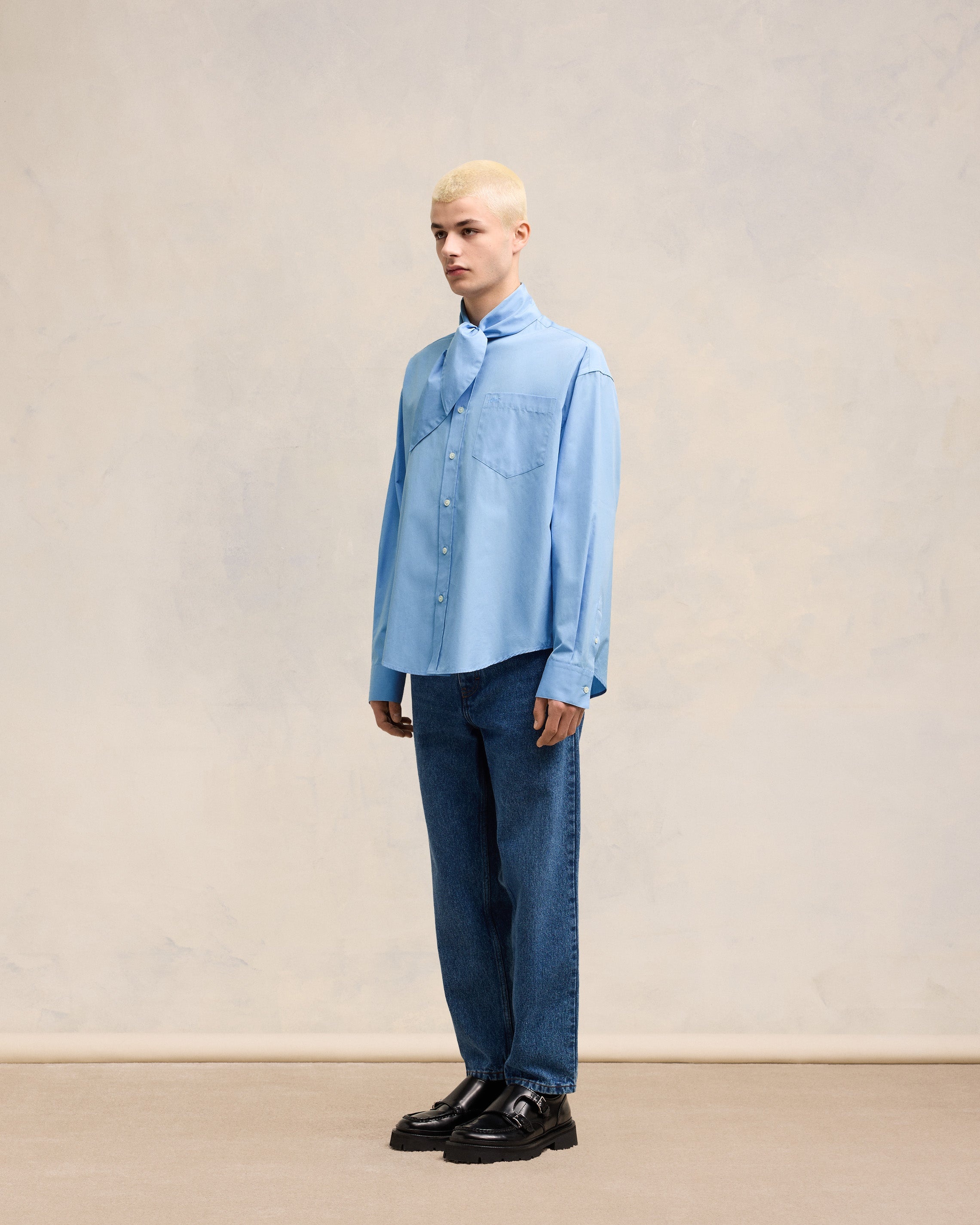 SCARF COLLAR SHIRT - 6