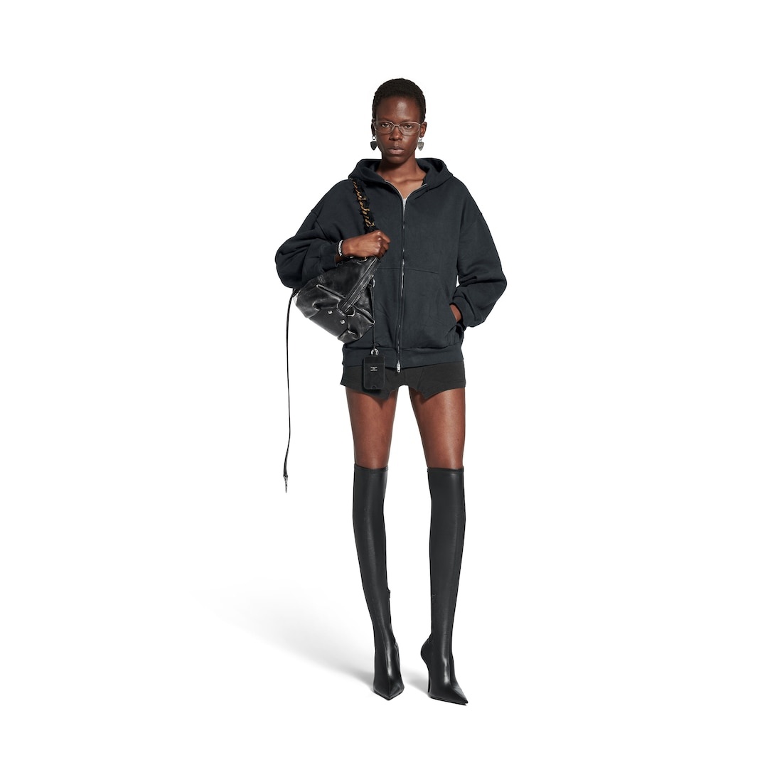 Flipped Uni Zip-up Hoodie Regular Fit in Black Faded/anthracite - 2