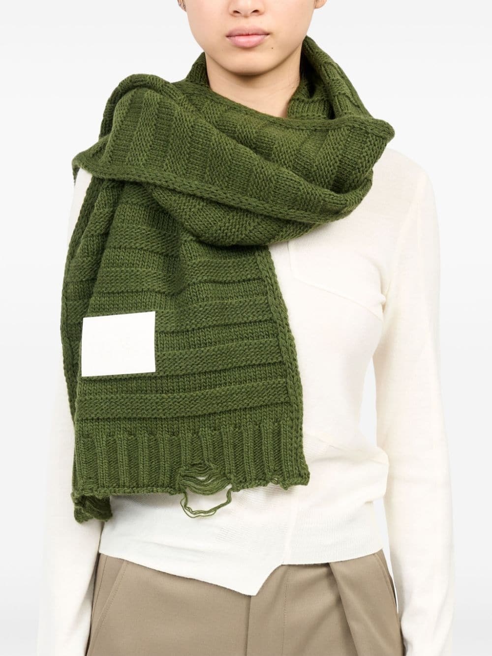 logo-print knitted scarf - 5