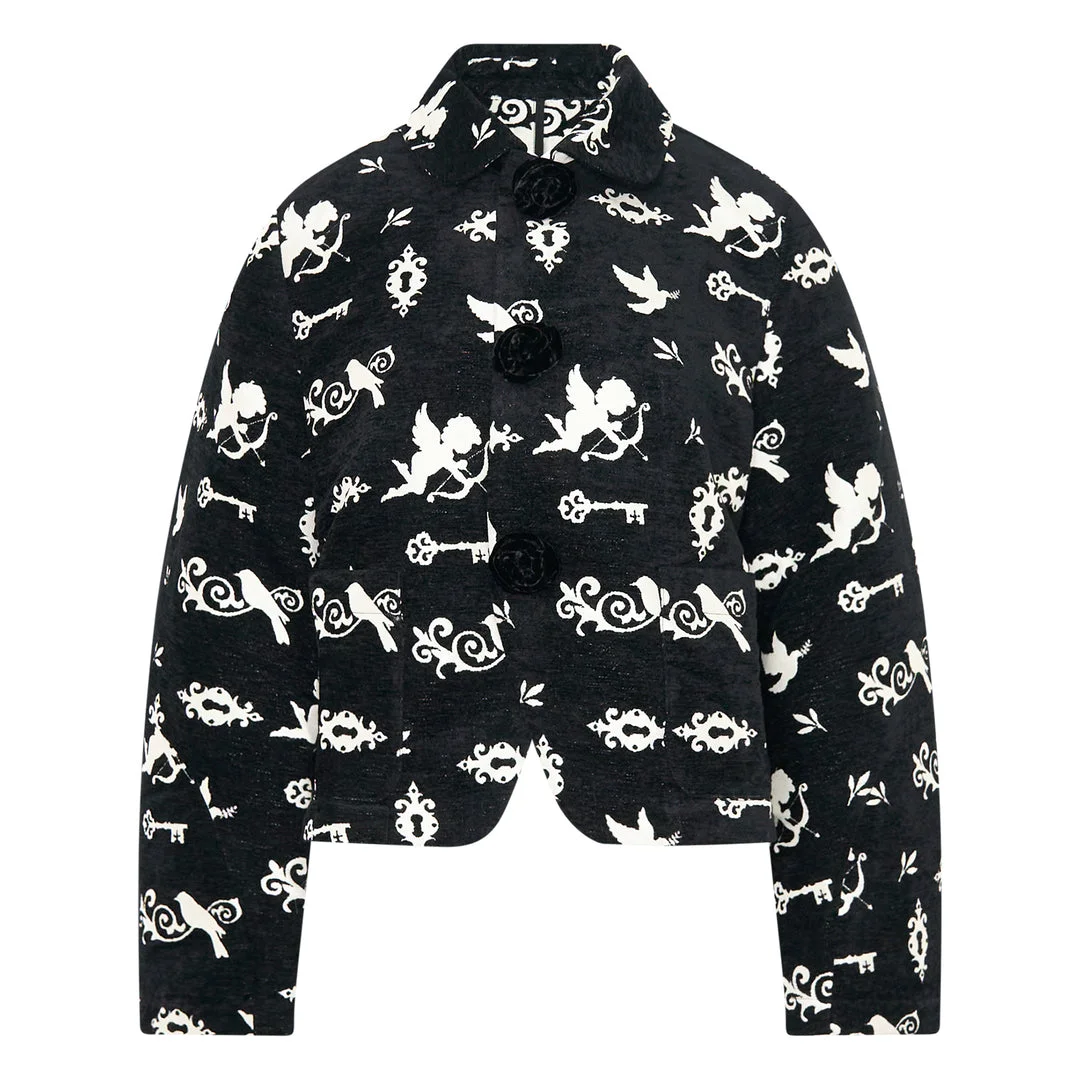 Cupid Print Cropped Jacket - 1
