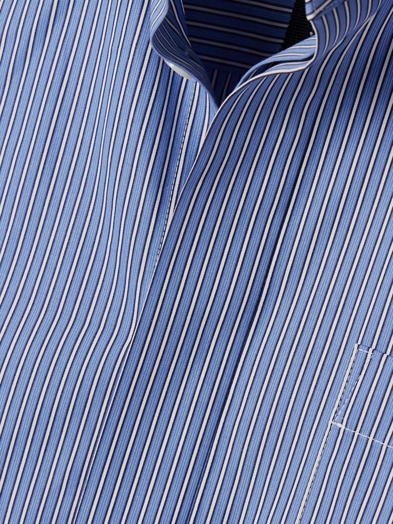 Layered pleated pinstriped poplin shirt Blue - 4