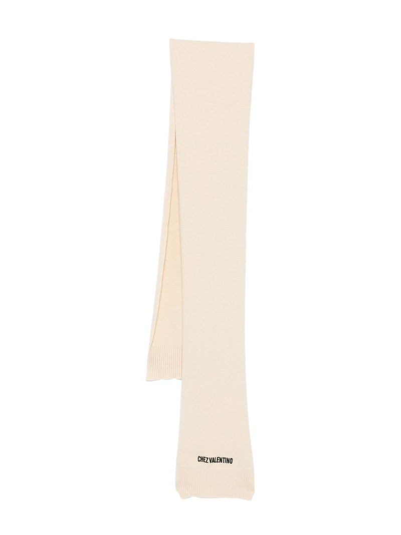 logo-embroidered ribbed scarf 1