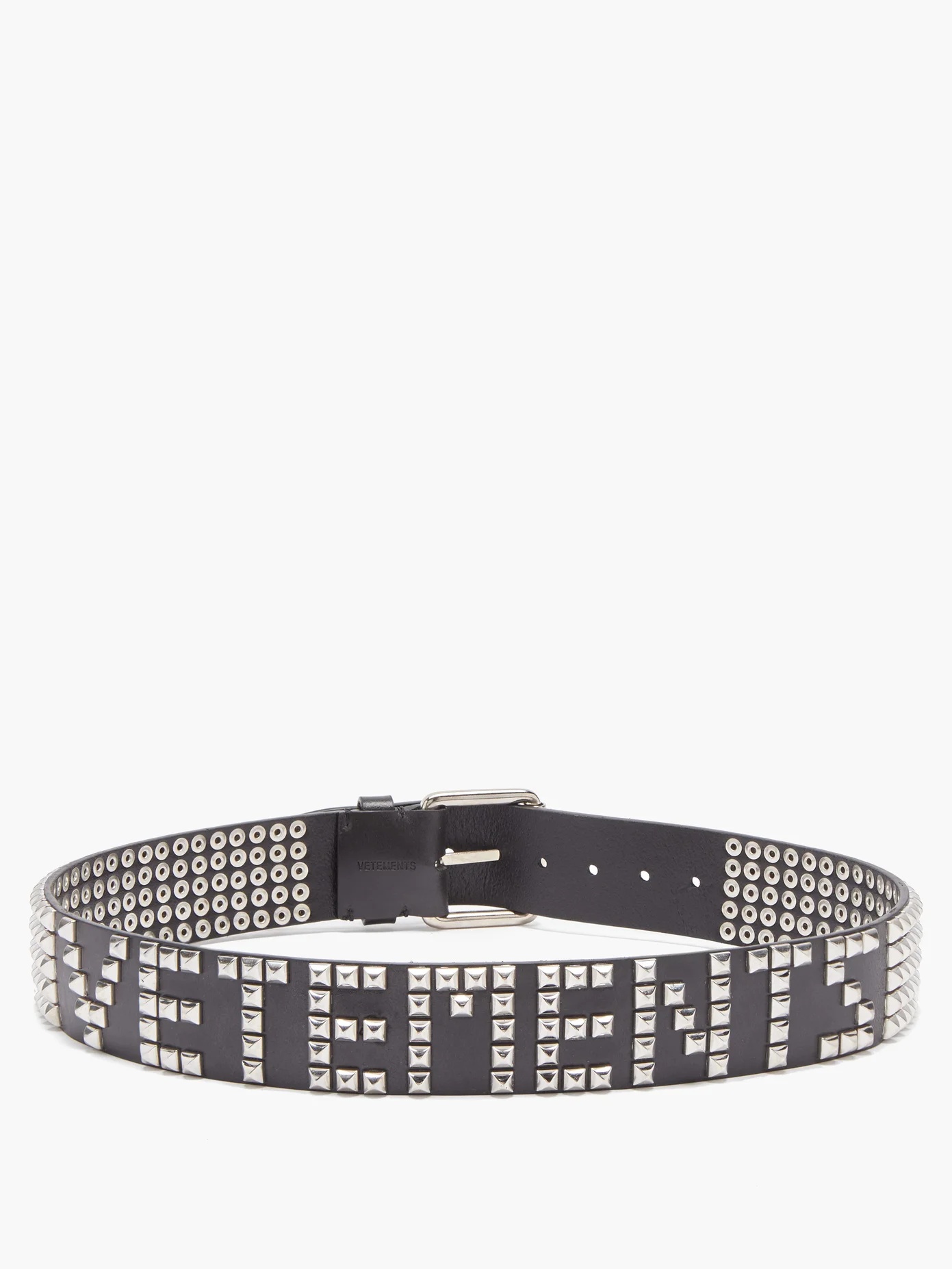 Studded-logo leather belt - 4