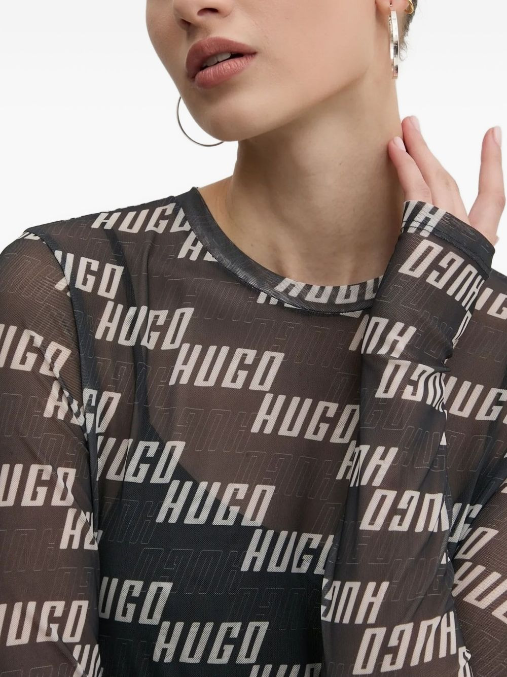 all-over logo mesh mini dress - 3