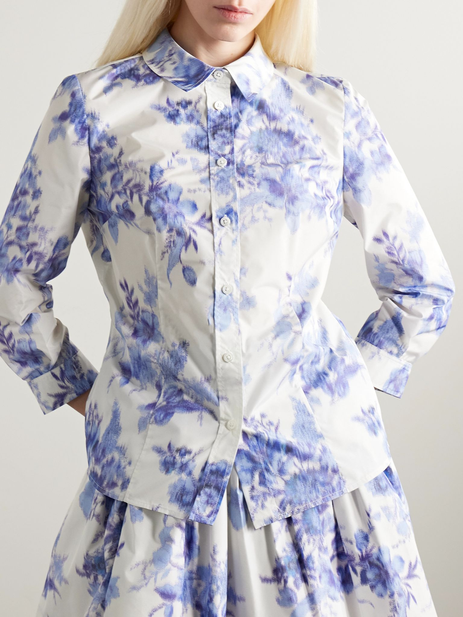 Icon floral-print taffeta shirt Blue - 3