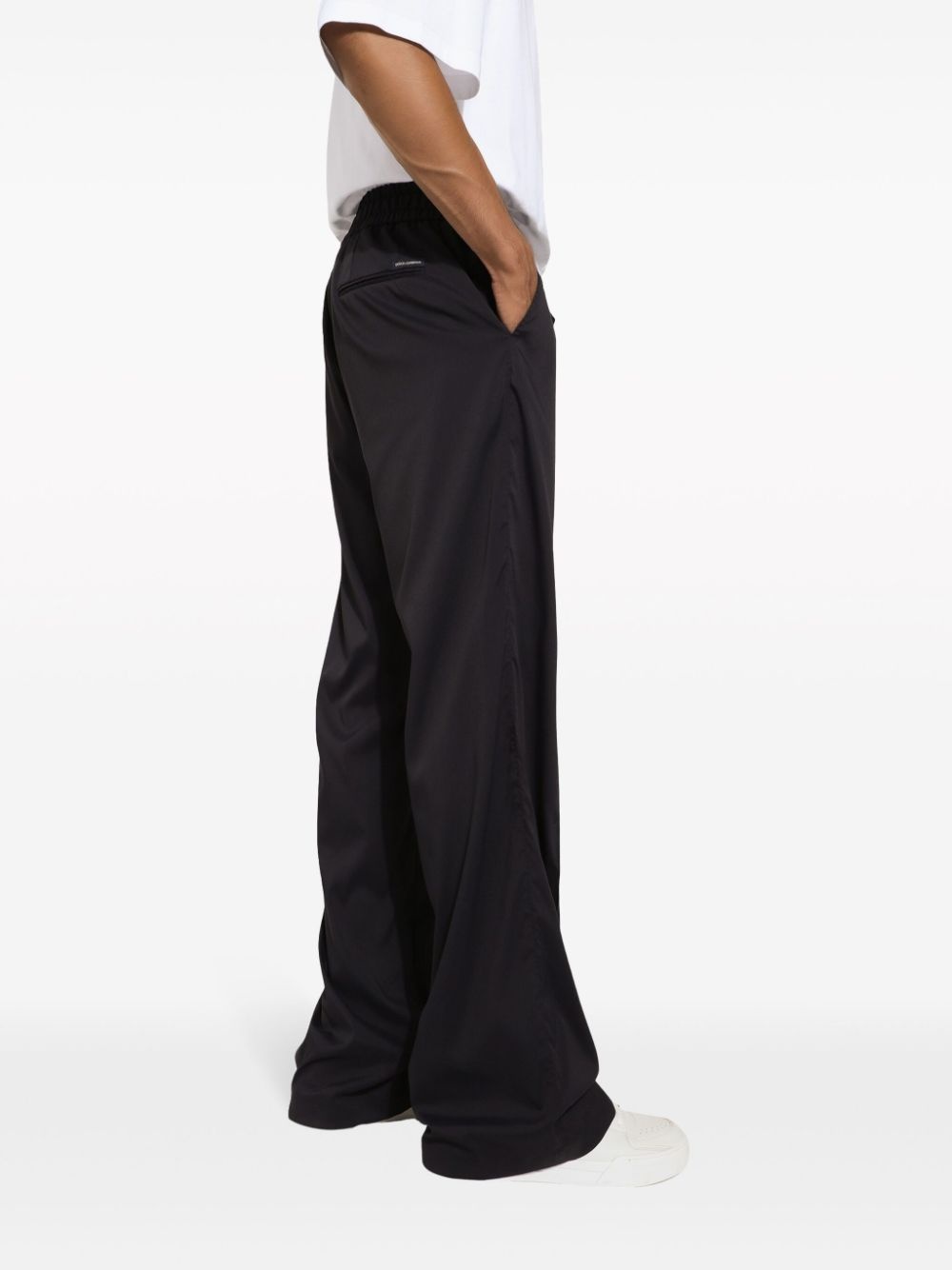 drawstring-waist wide-leg trousers - 5