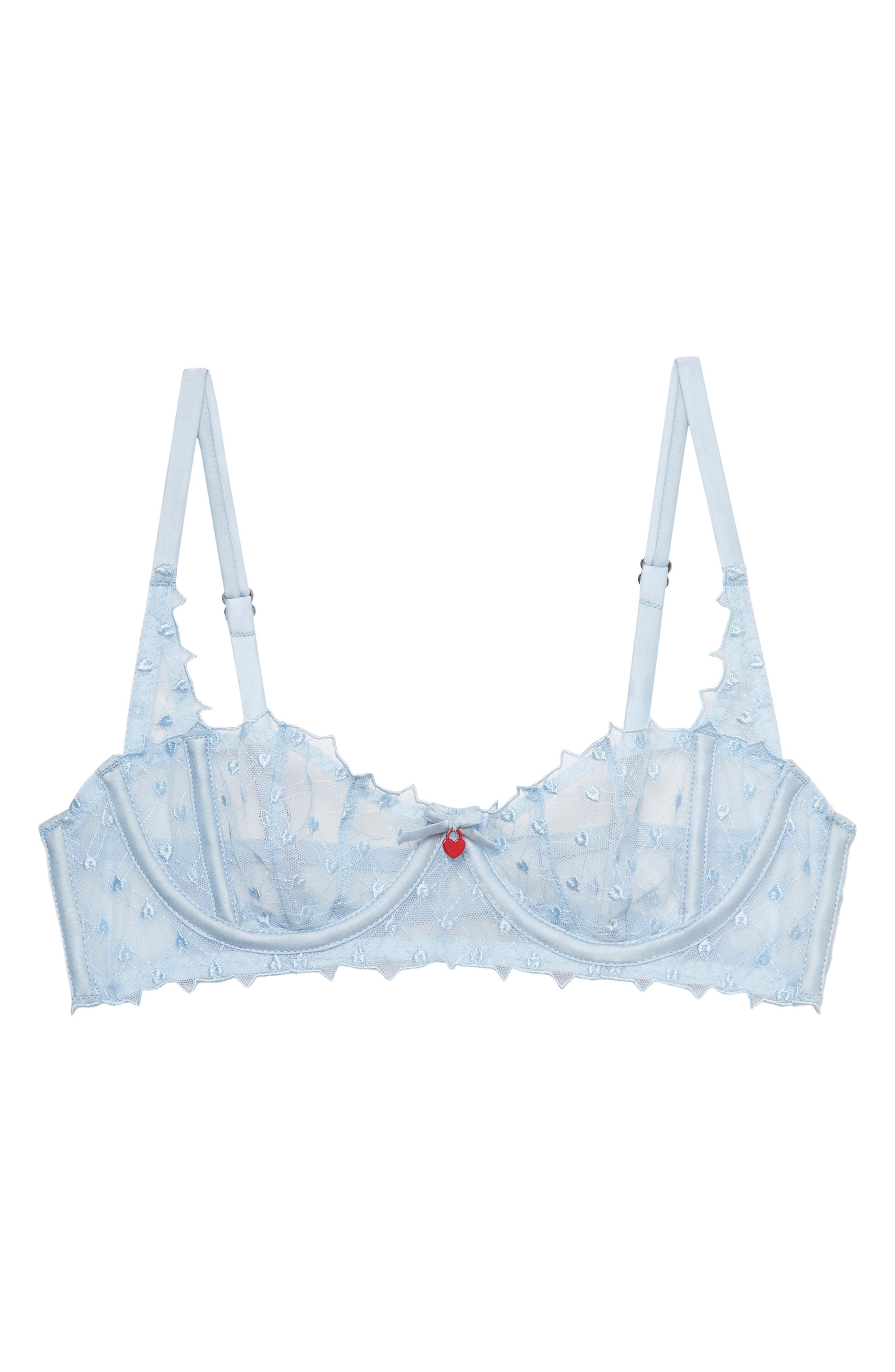 Fleur Du Mal Love Lock Embroidered Underwire Balconette Bra in Forget Me Not at Nordstrom - 4
