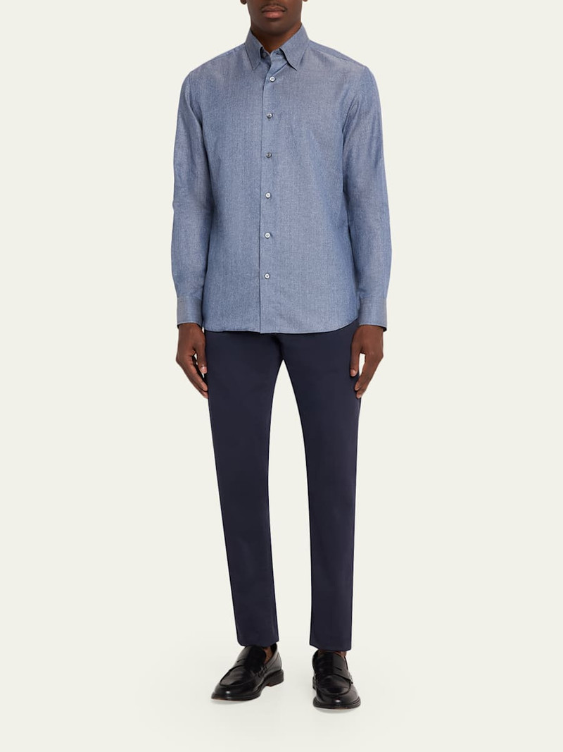 Brioni Men's Solid Cotton Point-Collar Sport Shirt outlook