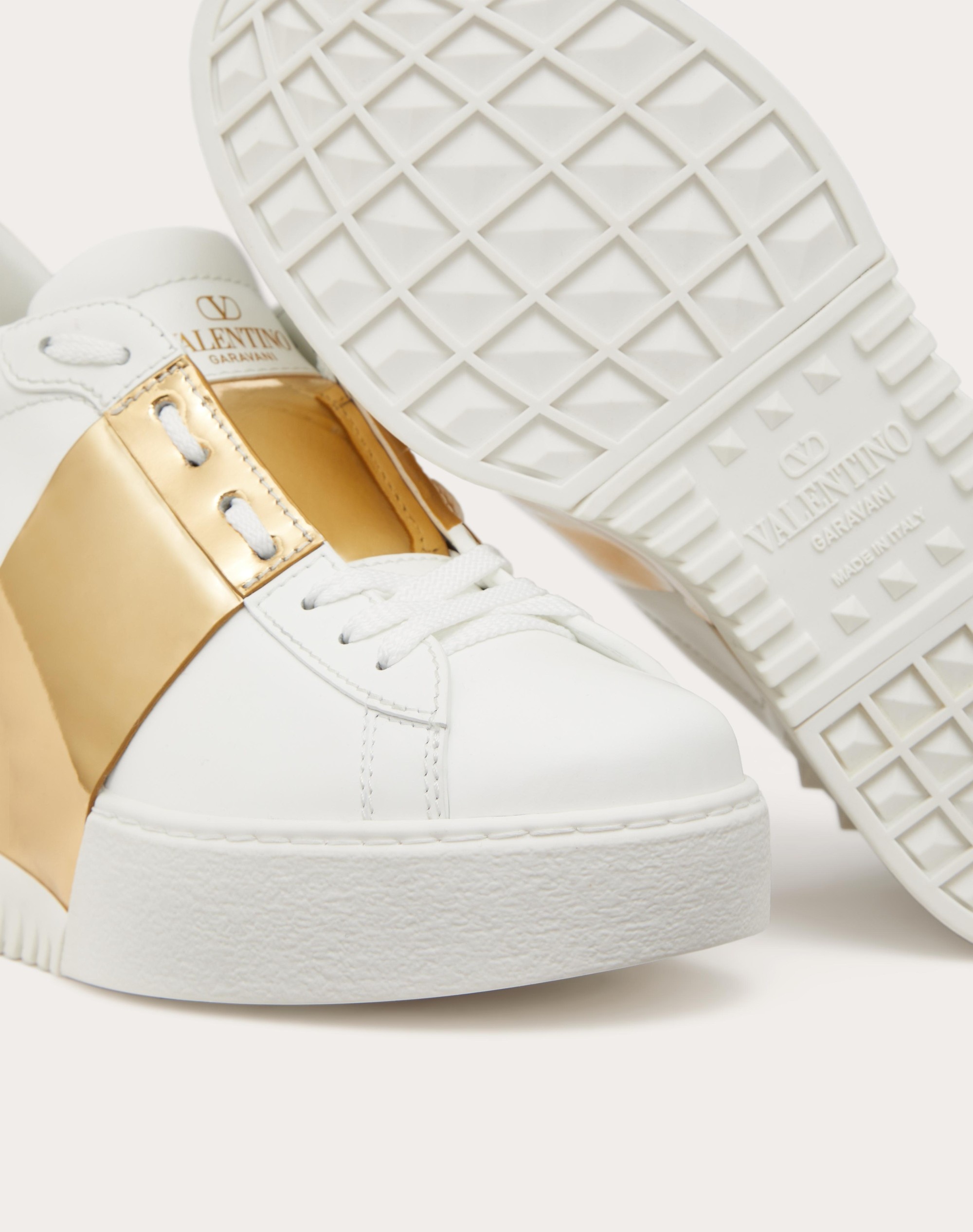 OPEN DISCO WEDGE SNEAKER IN CALFSKIN WITH METALLIC BAND 85MM - 5