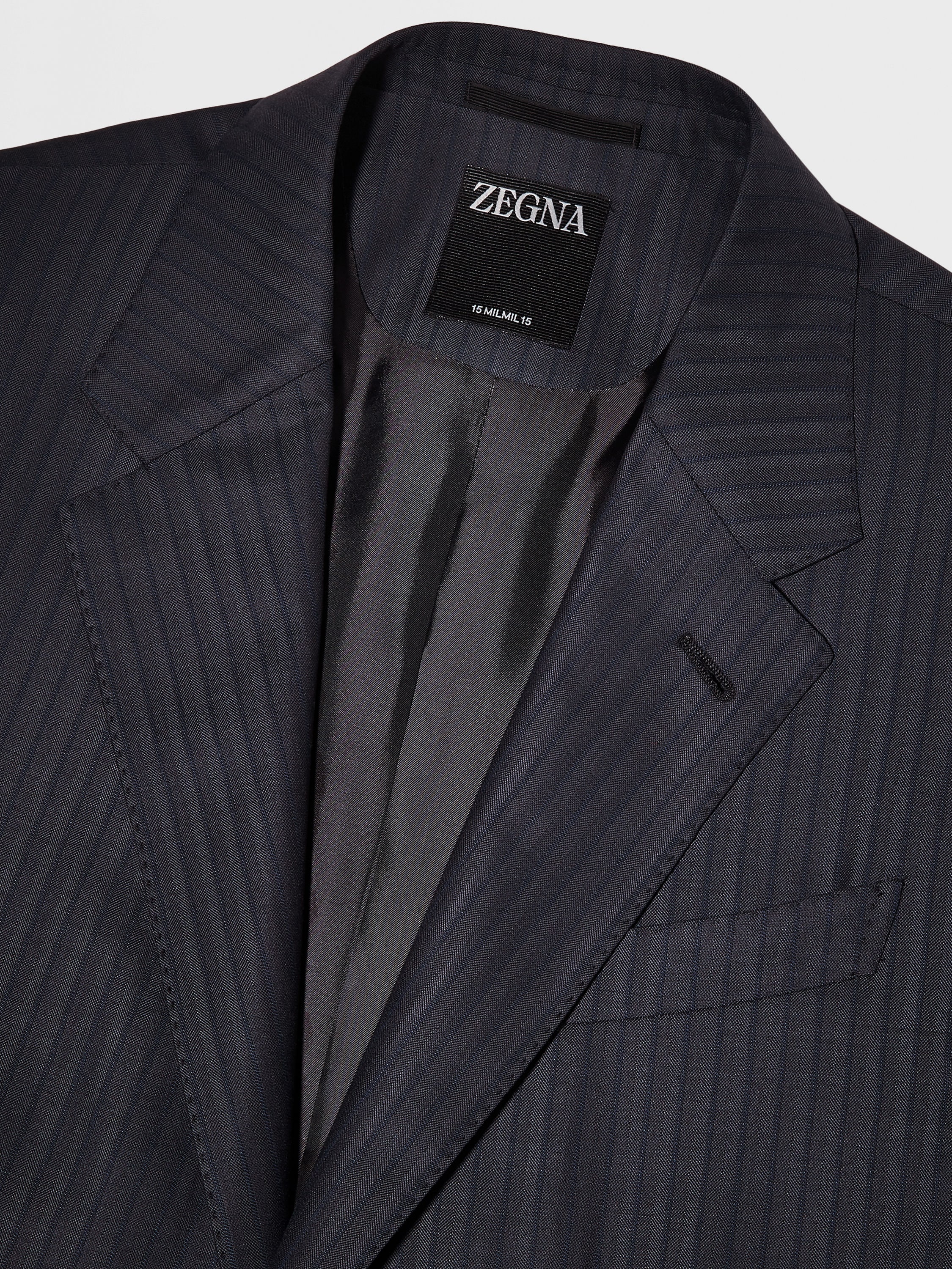 DARK GREY AND TEAL BLUE 15MILMIL15 WOOL SUIT - 4