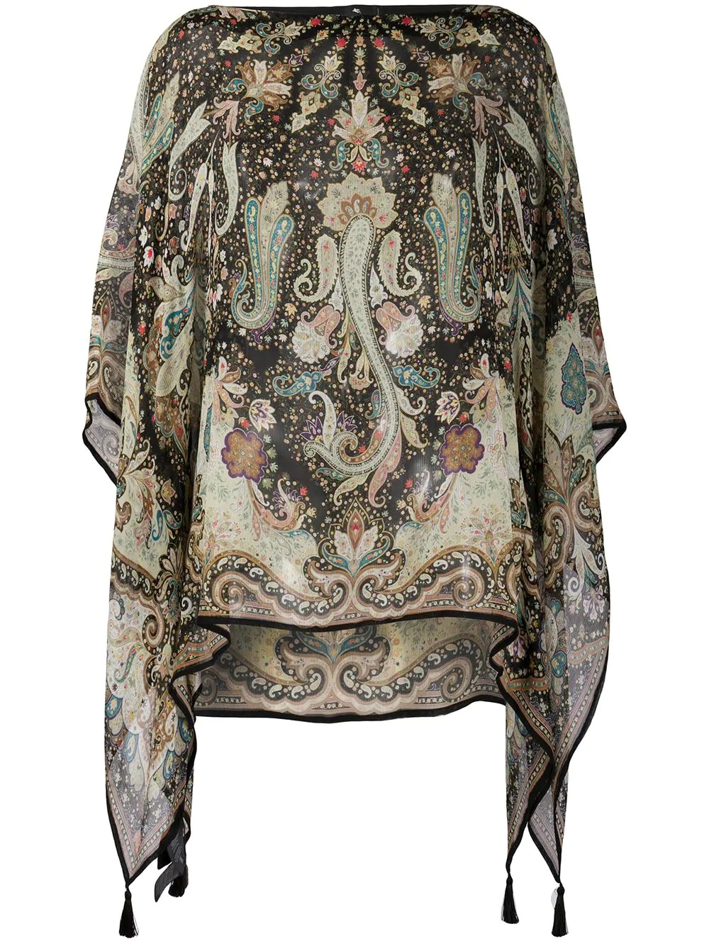 paisley print poncho - 1