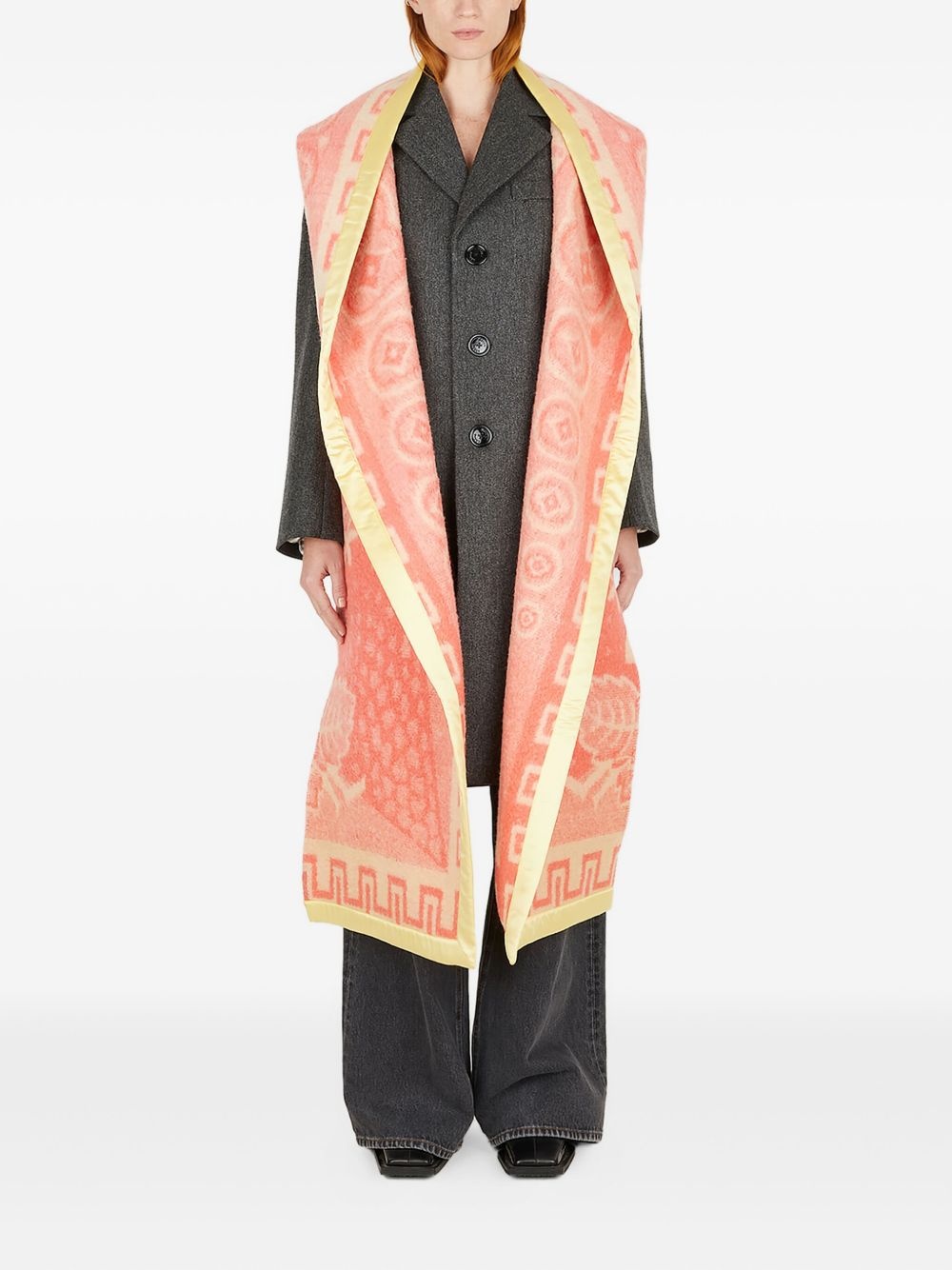 detachable-scarf wool coat - 2