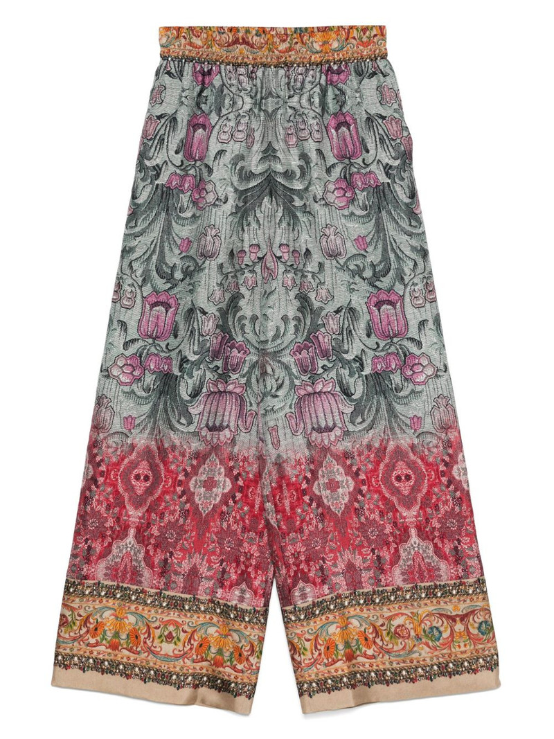 floral-print silk trousers 1