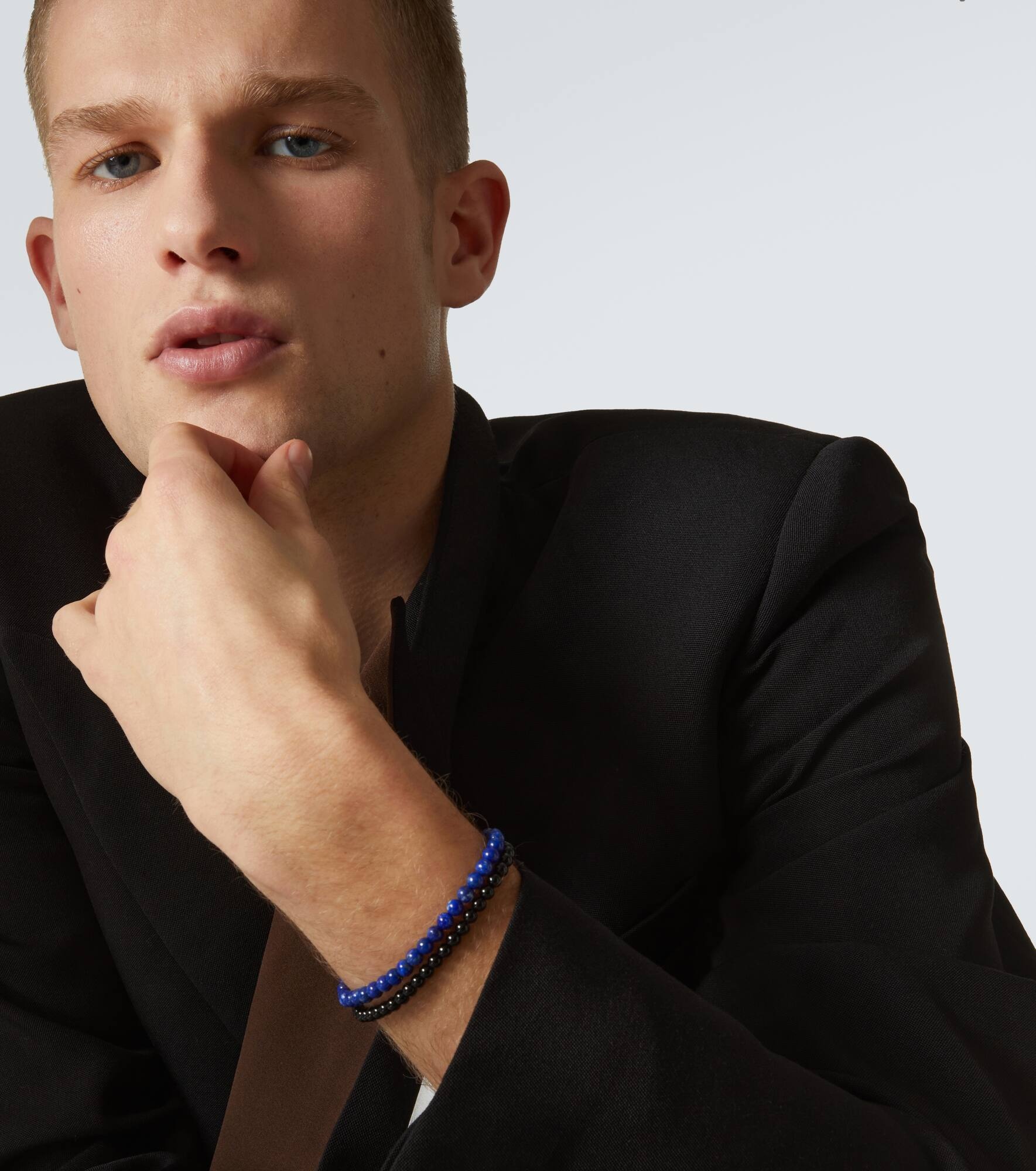 Set of 2 14kt gold beaded bracelets with lapis lazuli and onyx - 2