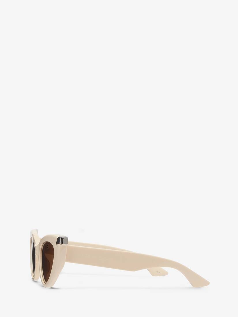 Women's Punk Rivet Cat-eye Sunglasses in Ivory - 3