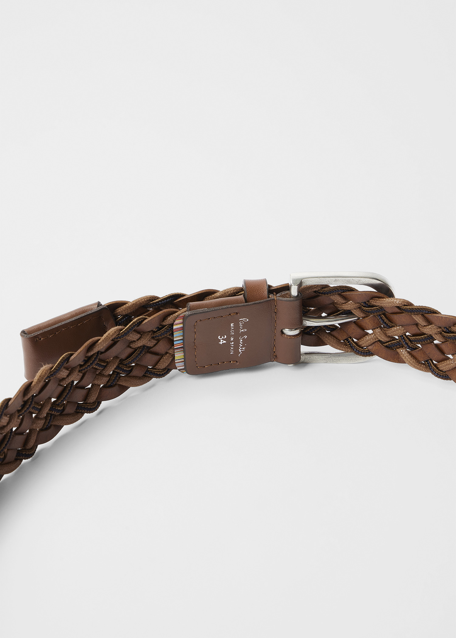 Dark Brown Leather Mixed Weave Belt - 4