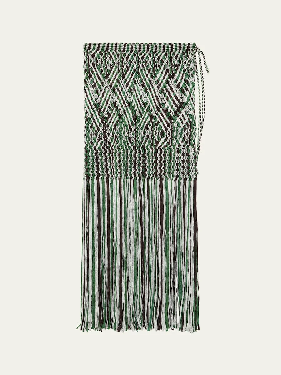 Java Macrame Fringe Midi Skirt - 1