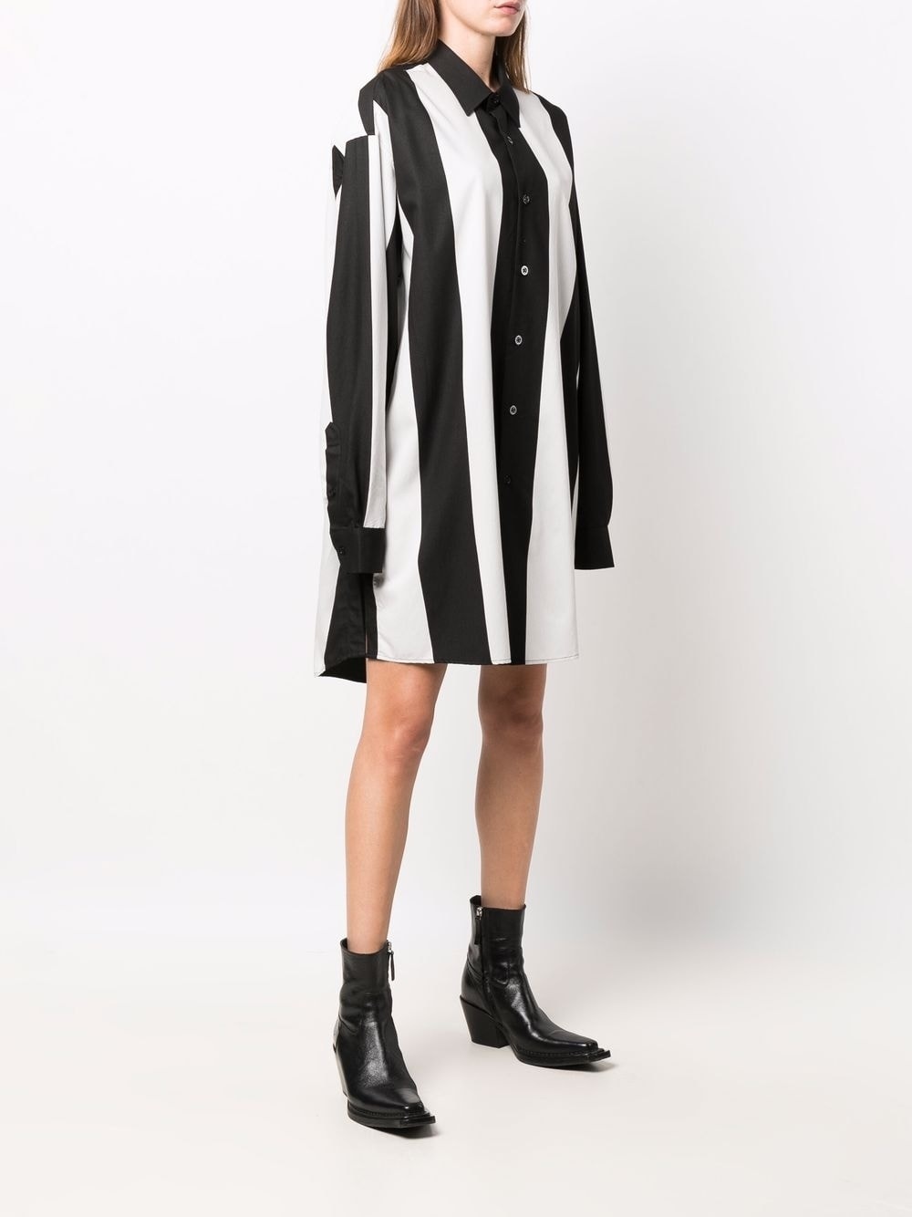 vertical-stripe shirt dress - 3