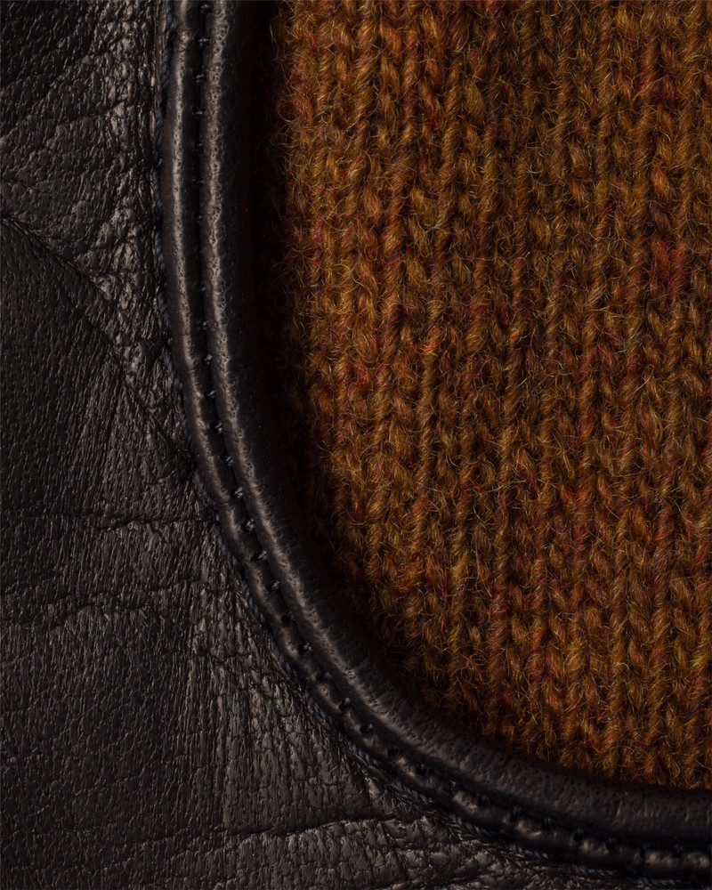 Prada Nappa leather and mélange knit gloves outlook