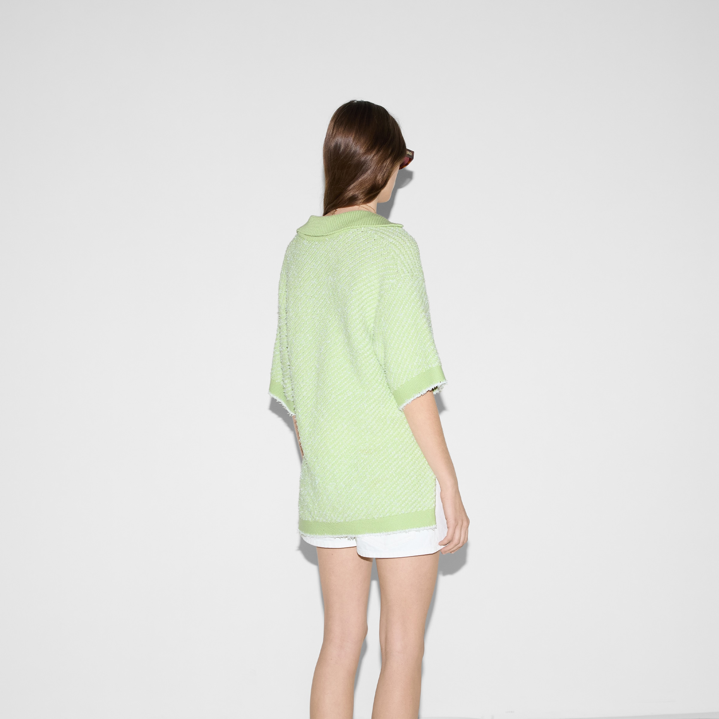 Cotton blend polo top - 4