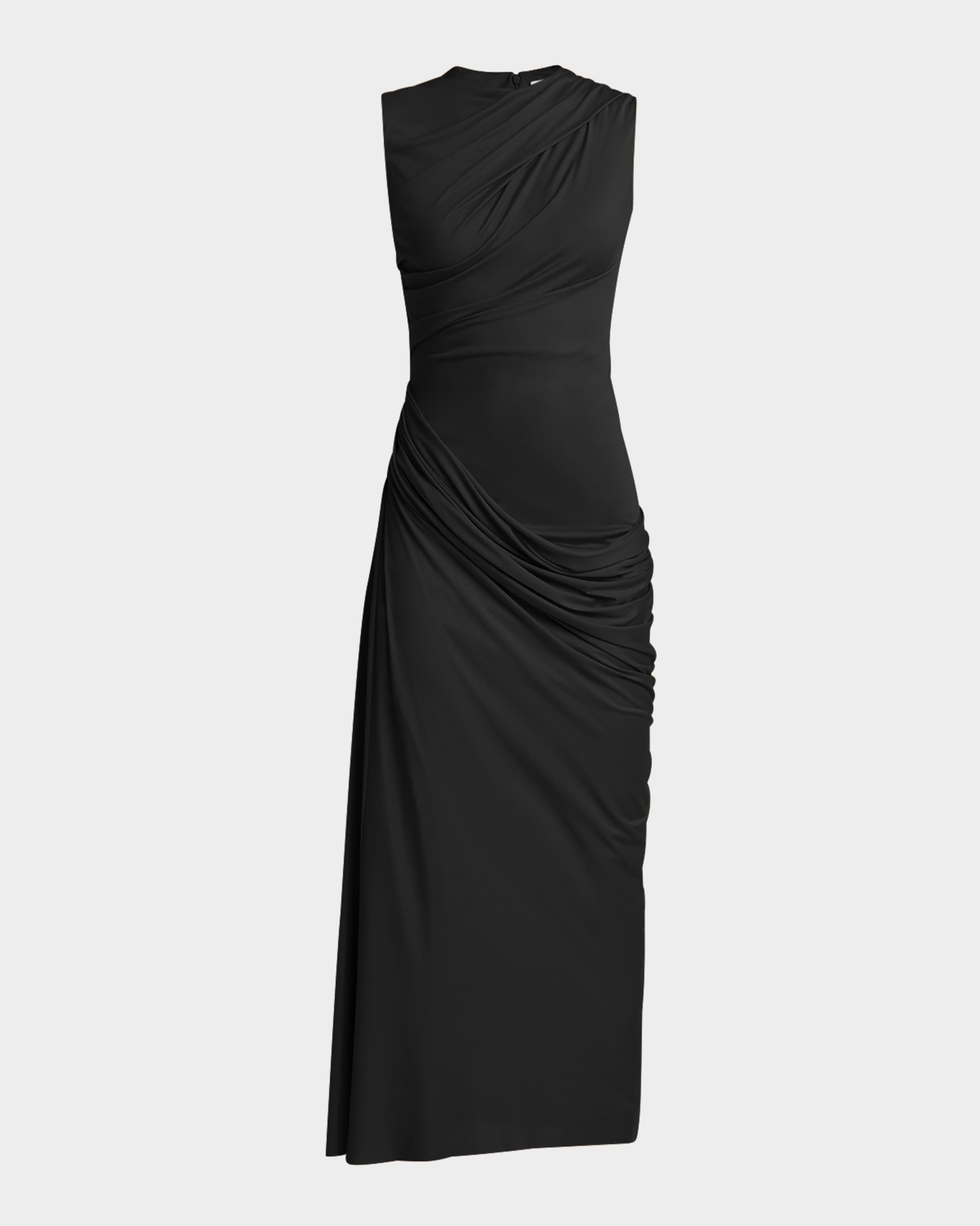 Sleeveless Draped Silk Jersey Midi Dress - 2