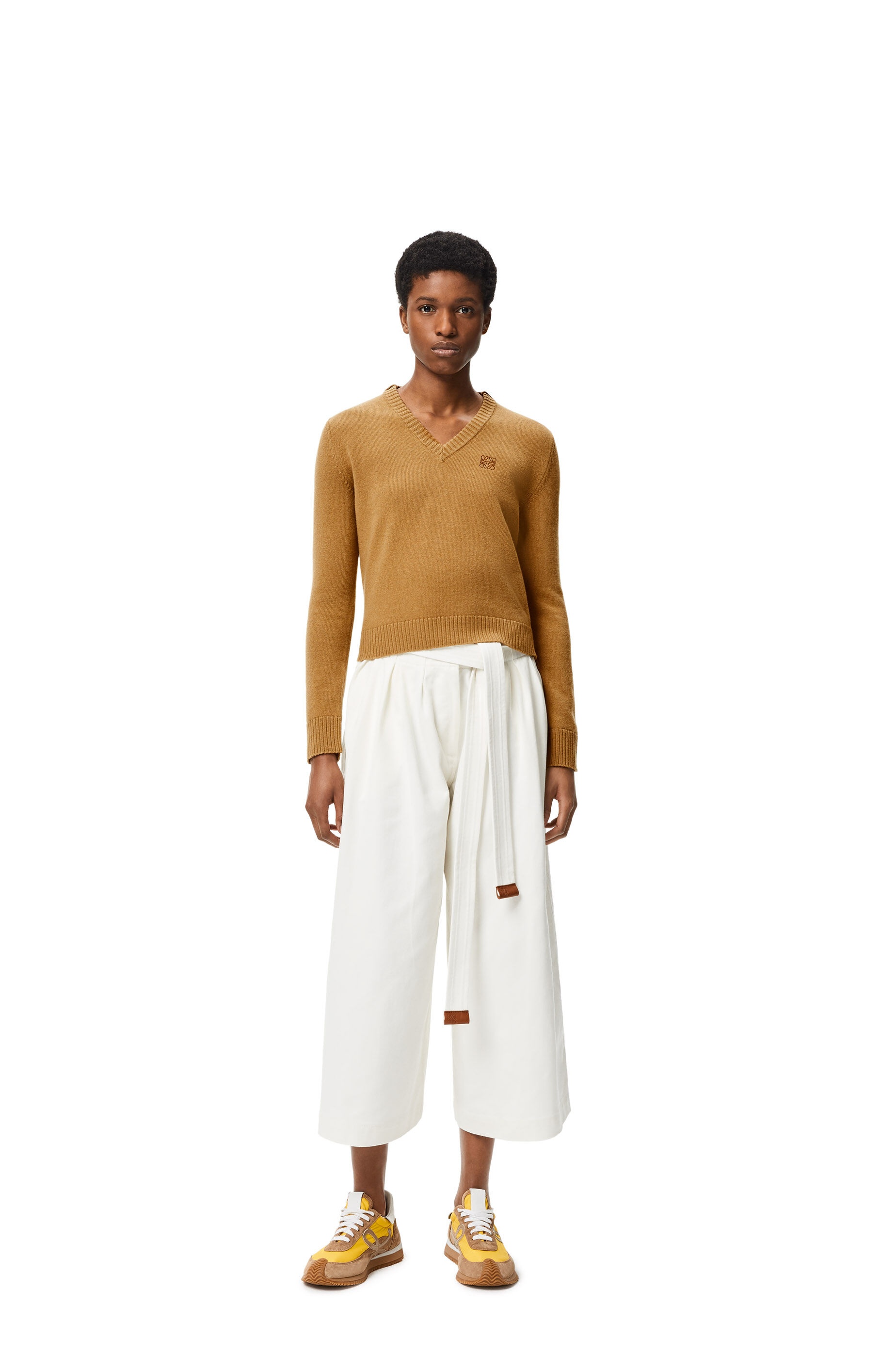 Anagram embroidered cropped sweater in wool - 2