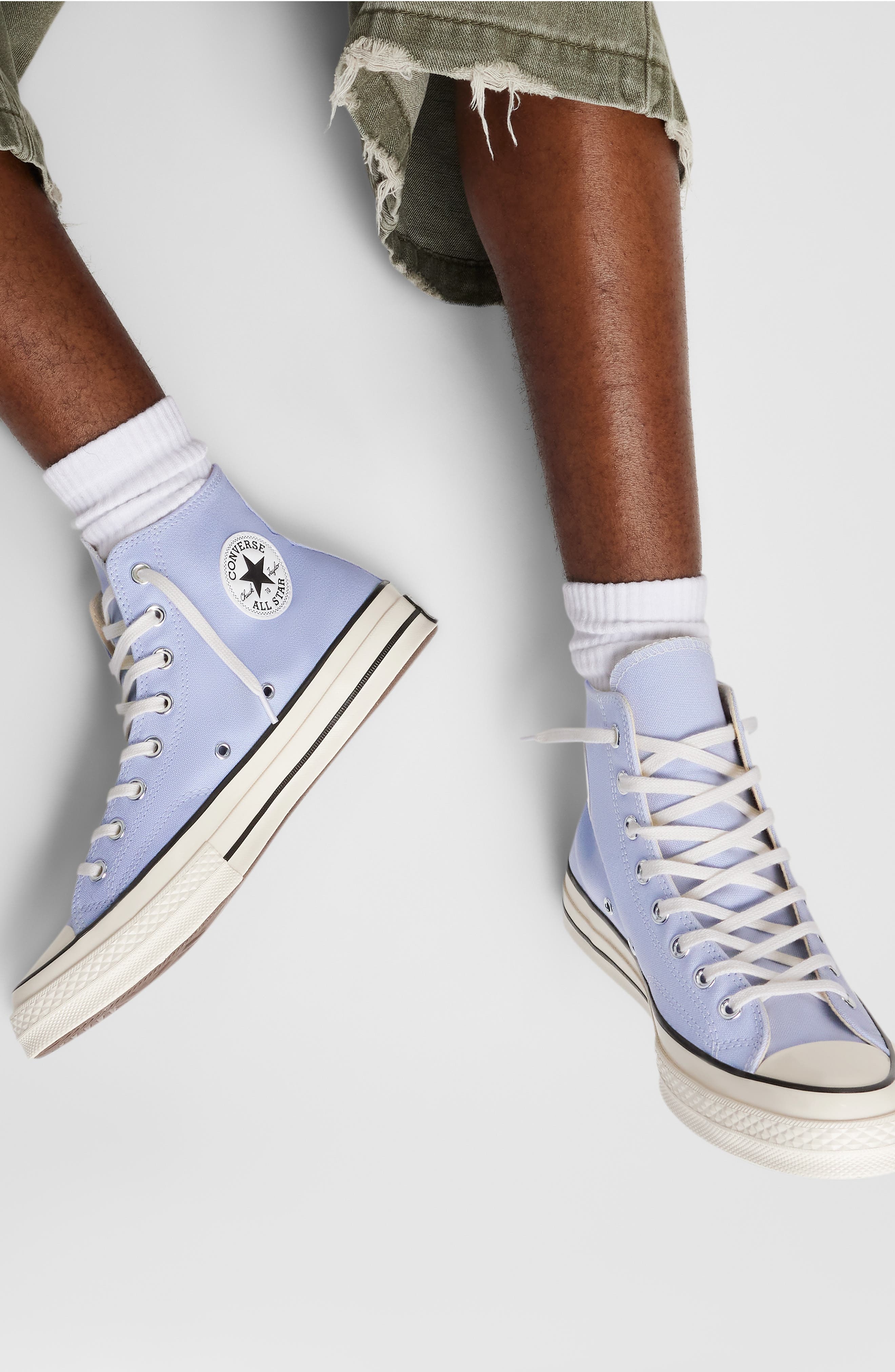 Converse Gender Inclusive Chuck 70 High Top Sneaker in Blueberry Ice/Egret/Black at Nordstrom - 7