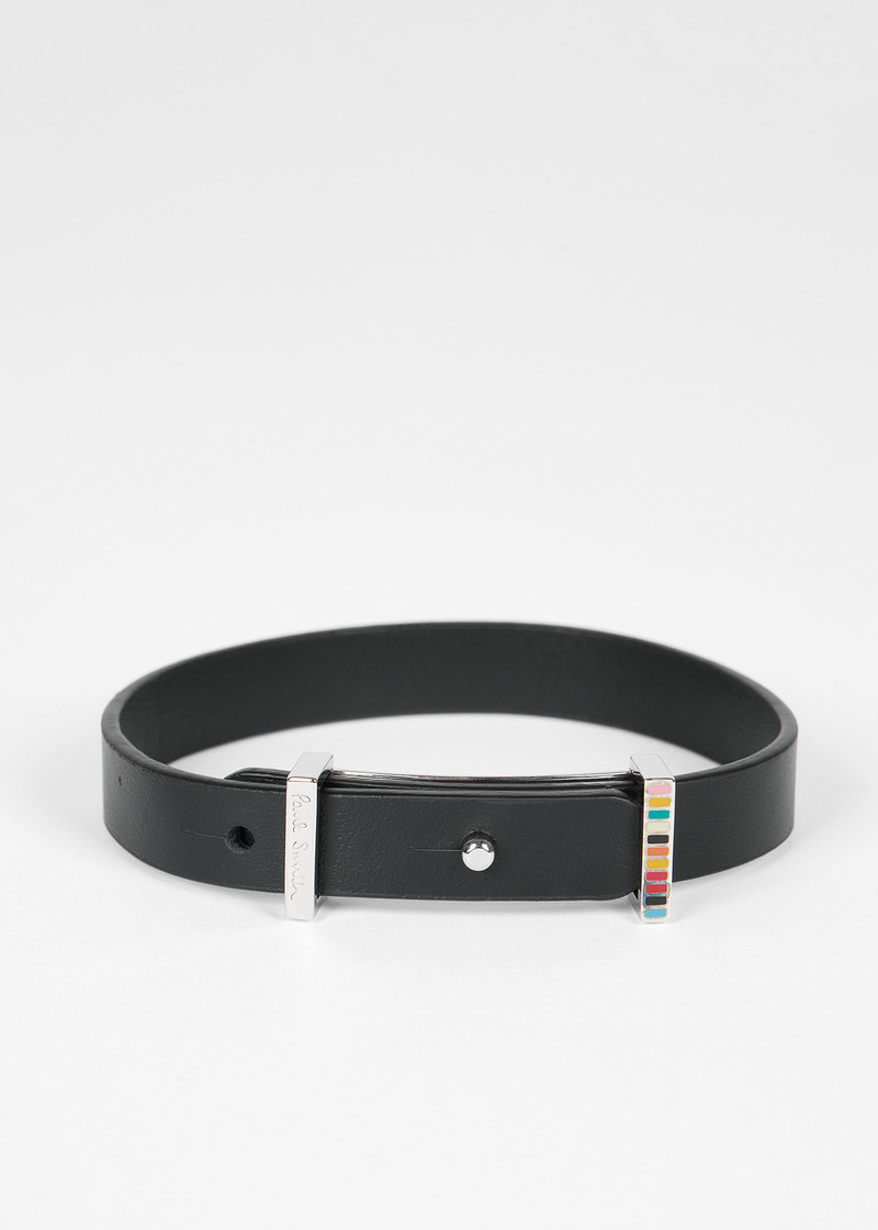 Paul Smith Black Signature Buckle Leather Bracelet outlook