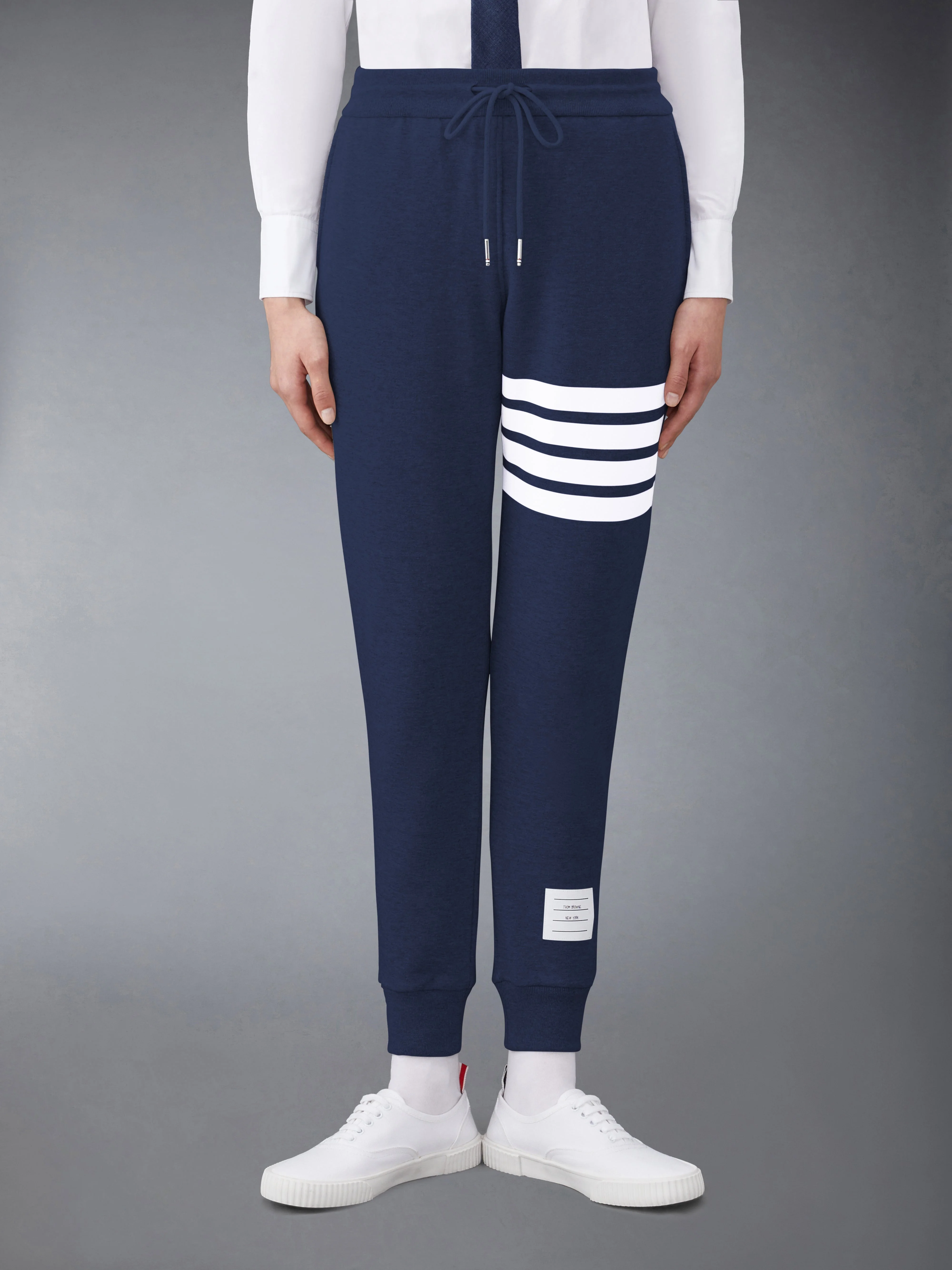 Navy Cotton Loopback Knit Engineered 4-bar Classic Sweatpant - 1