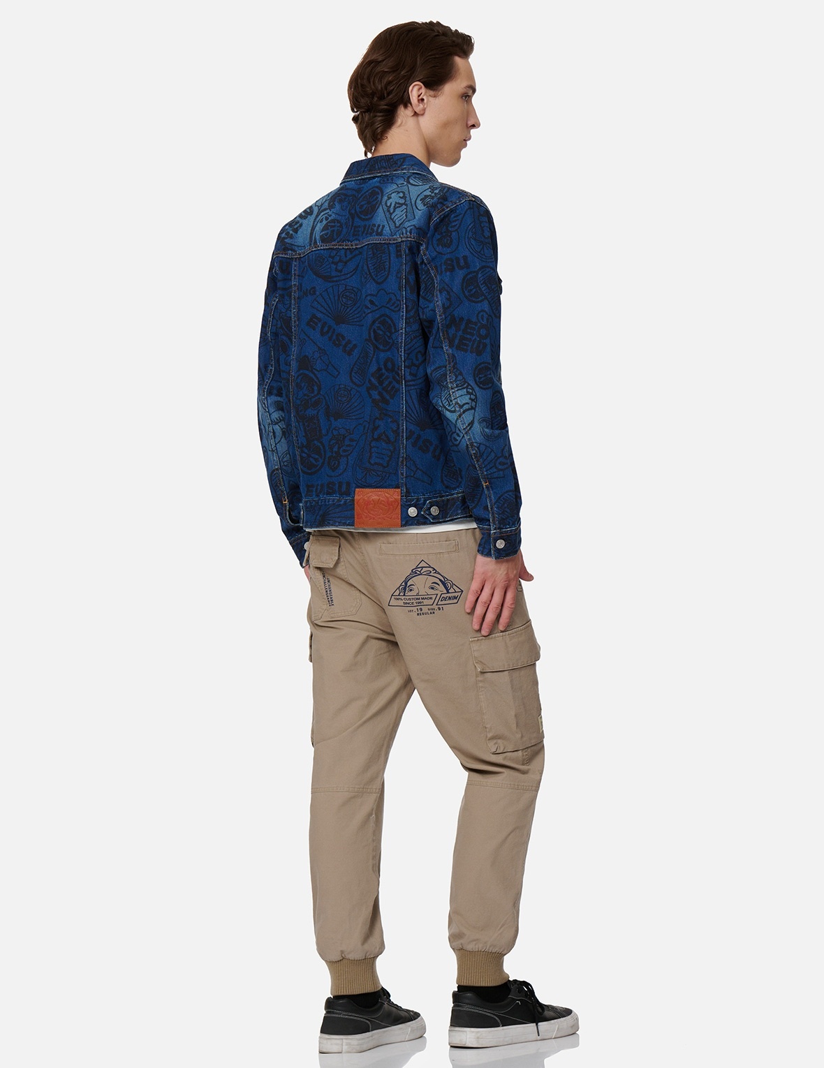 Evisu Eagle and Kamon Allover Discharged Print Denim Jacket