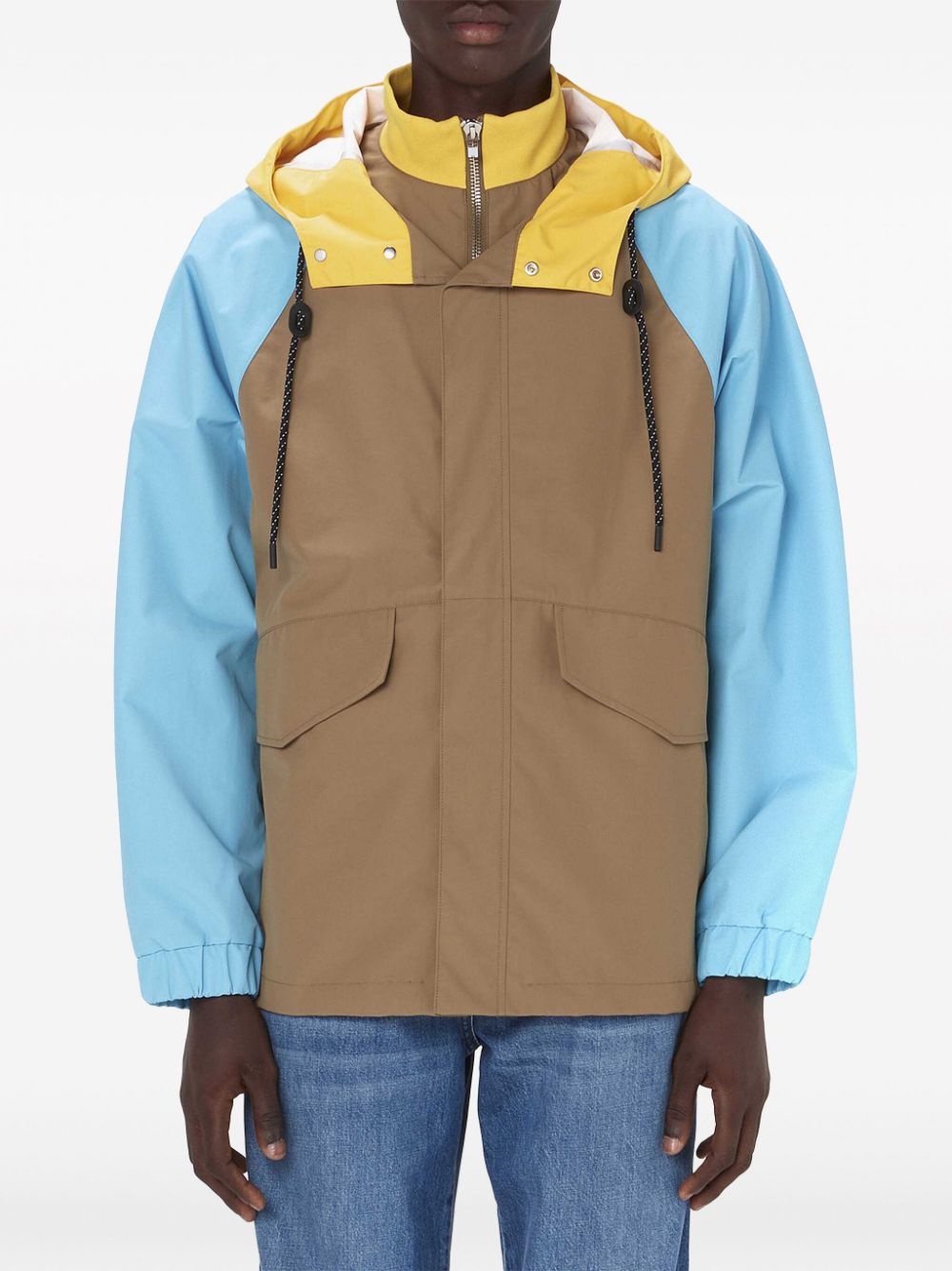 colour-block parka jacket - 3