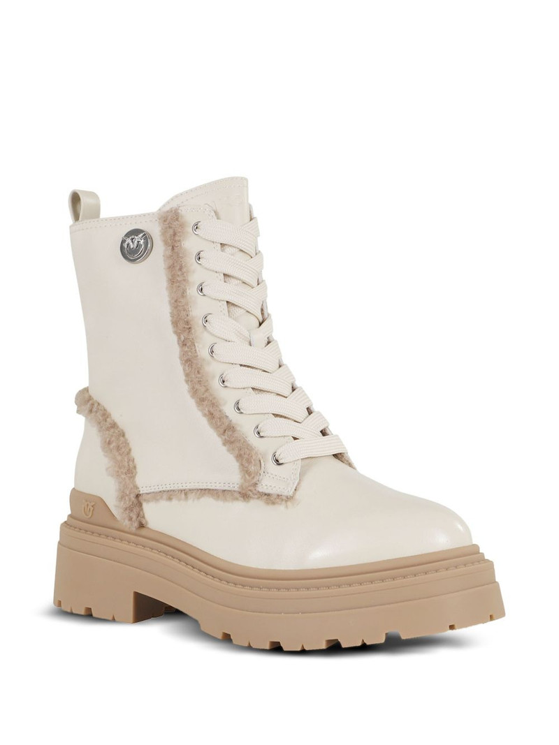 PINKO Mia lace-up teddy-trimmed boots outlook