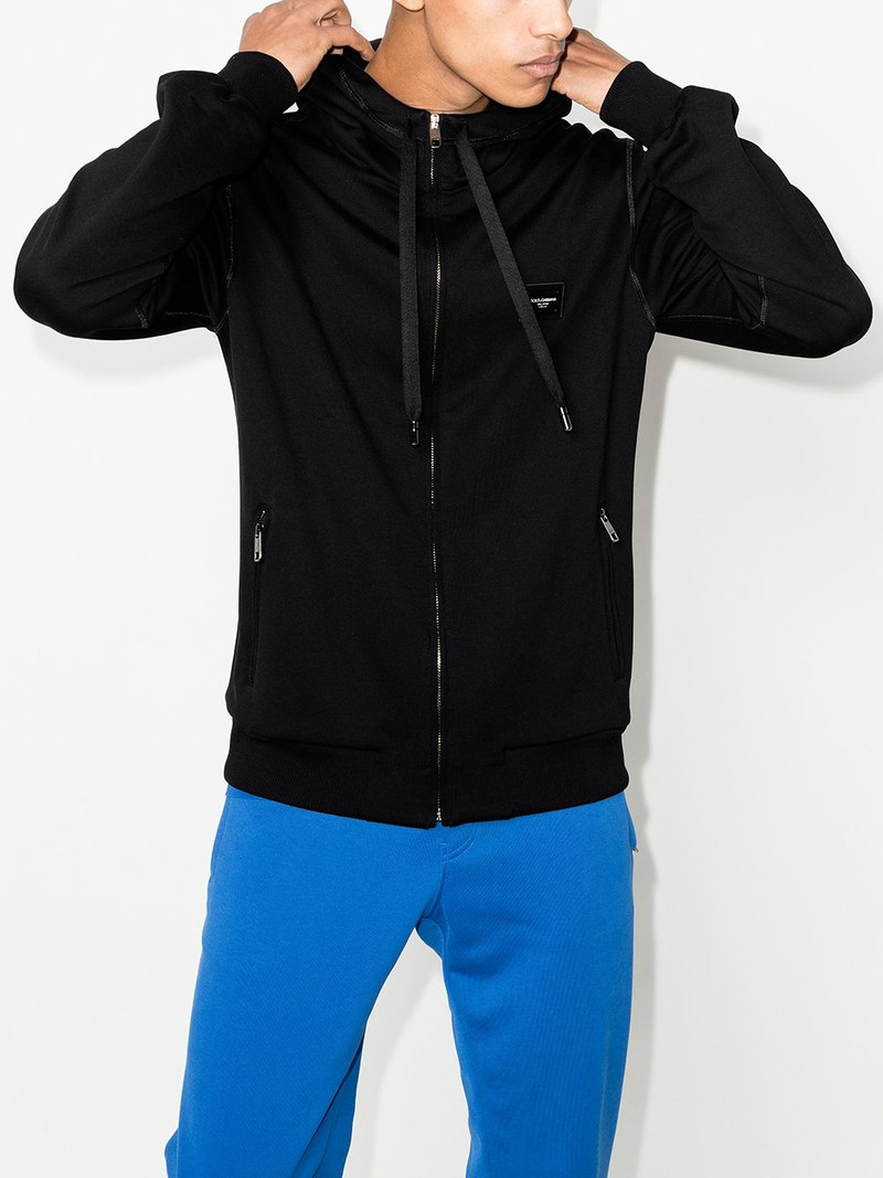 Dolce & Gabbana logo-tag zip-up hoodie outlook