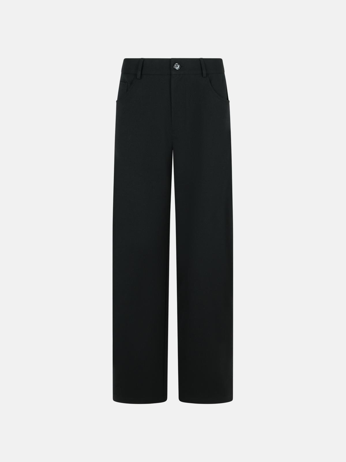'OKTAI' BLACK VIRGIN WOOL BLEND PANTS - 1
