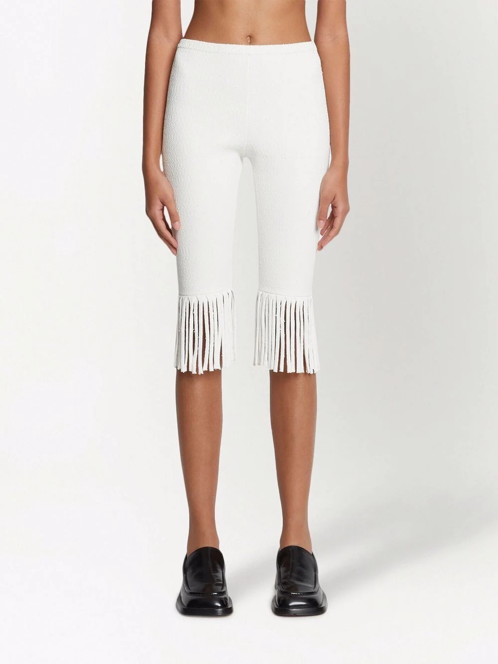 textured fringed biker shorts - 3