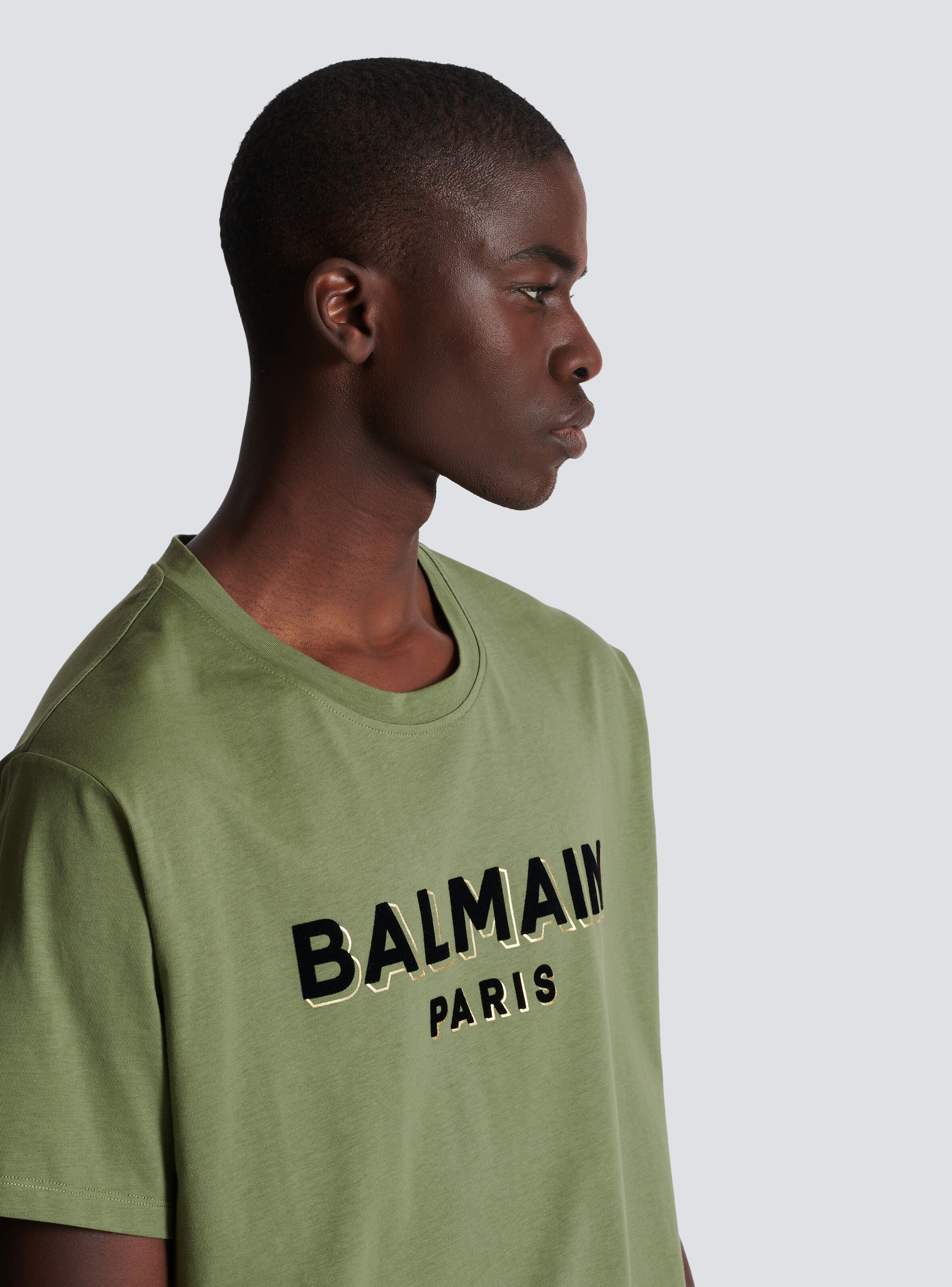 T-shirt with flocked Balmain Paris logo - 7